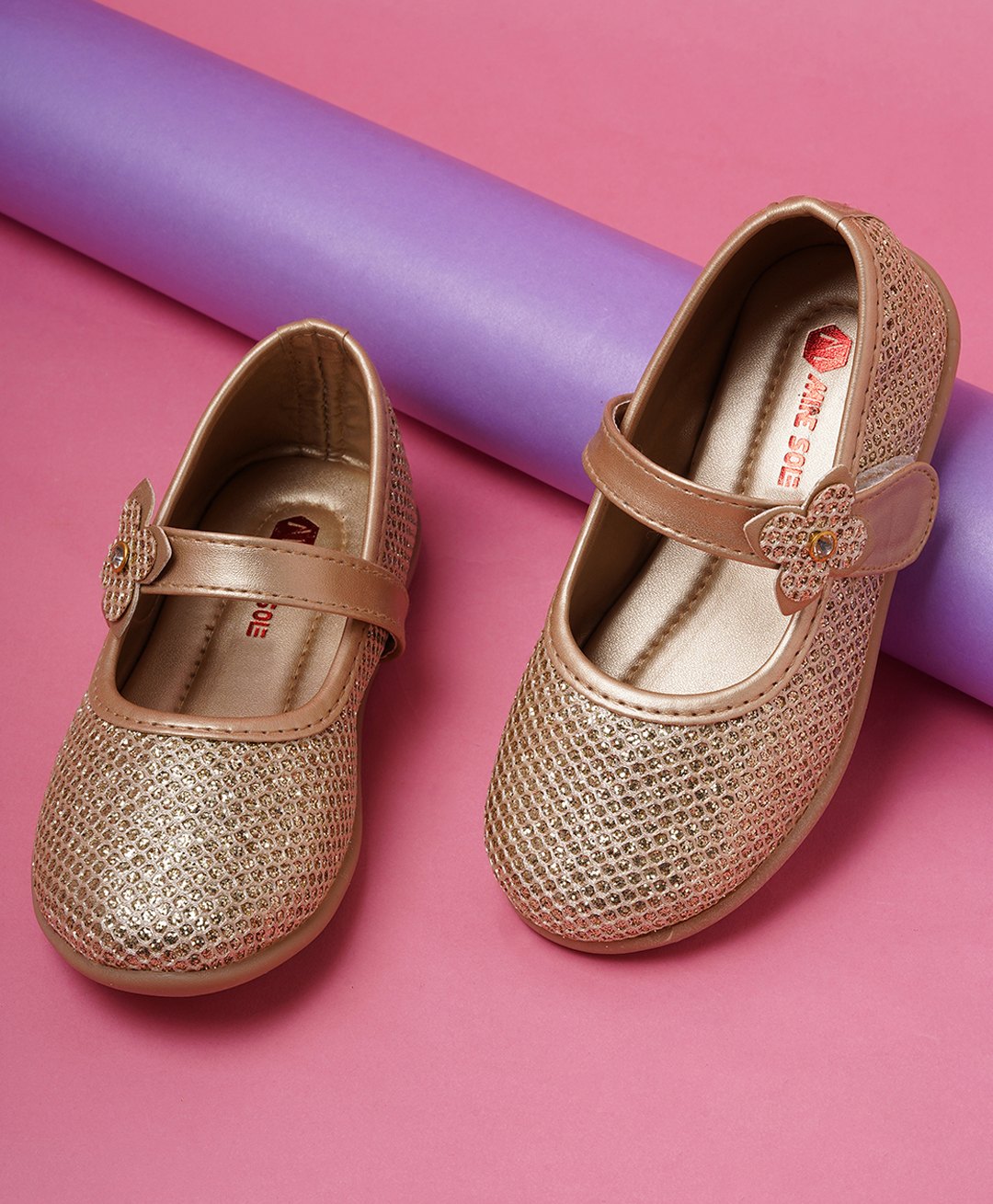 Minesole Shimmer Embellished Ballerinas - Gold-image-39