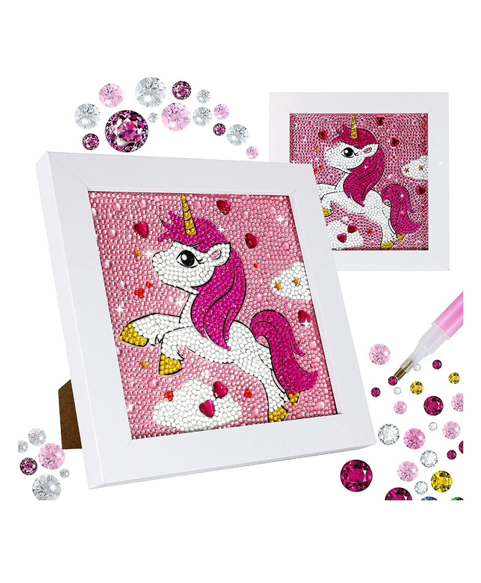 Happy Hues 5D Unicorn Diamond Art Kits for Kids with 11.8 x 11.8 inch Wooden Frame for Kids Art & Craft-image-2