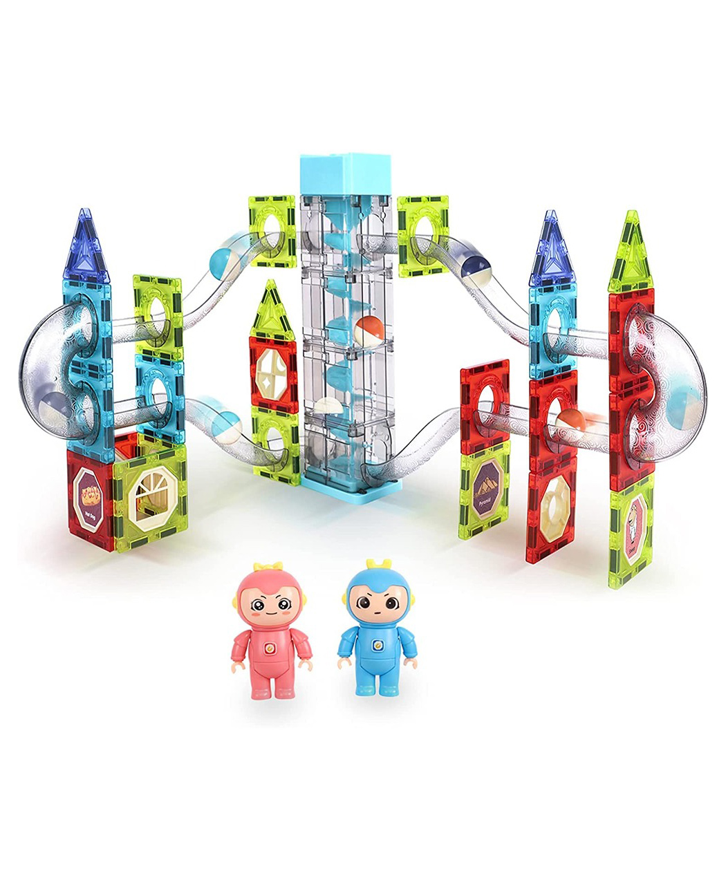 Happy Hues Musical & Electric Magnetic Tiles Building Blocks for Kids -Musical Elevator Marble Run- 3D STEAM -Creative Gift Idea - Multicolor-image-19