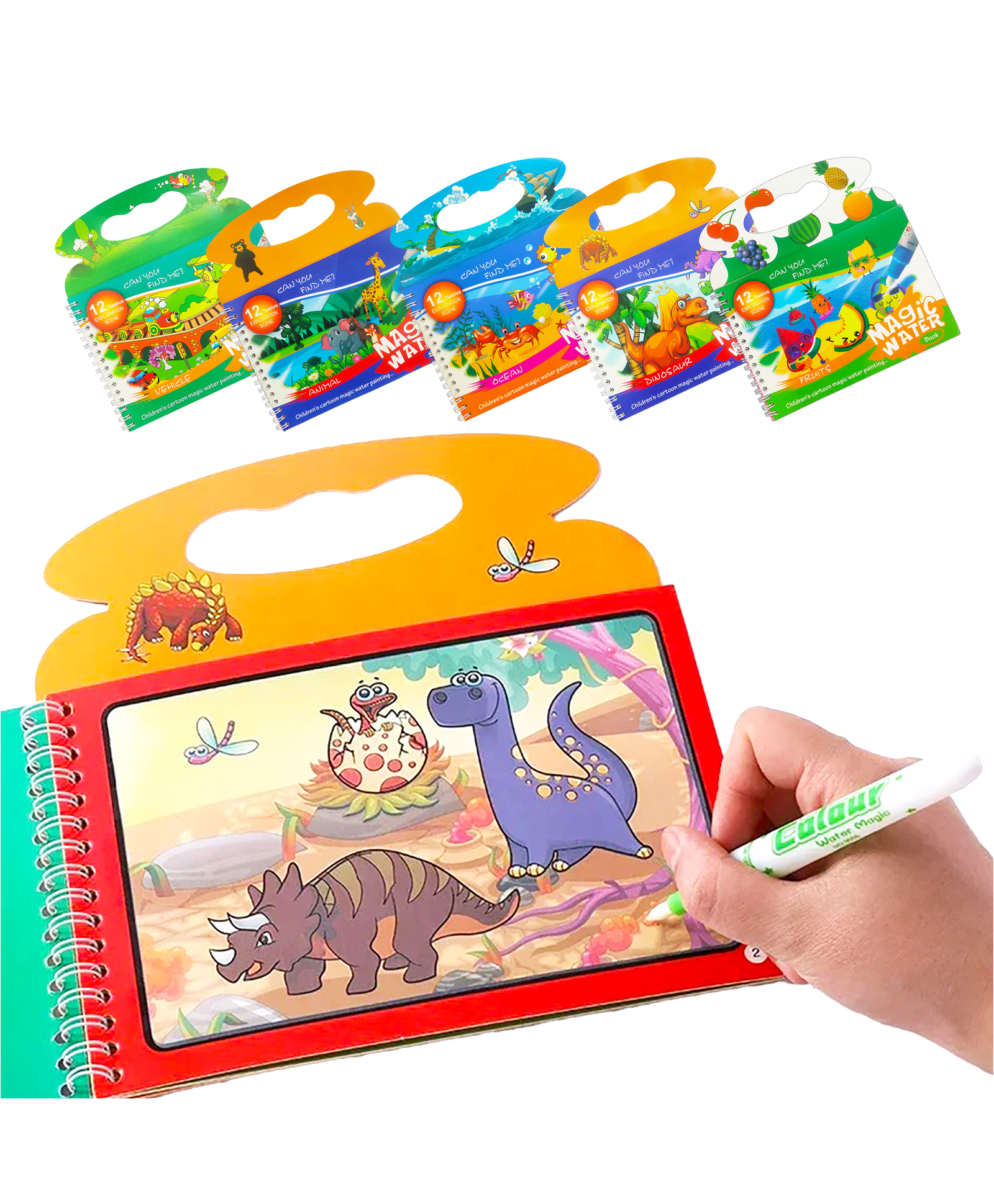 VGRASSP Reusable Magic Water Book For Kids - Learn And Enjoy Drawing And Painting With Magical Water Pen - Birthday Return Gift, The Fun Learning Toy Book (4 Pages) - Color And Design May Vary (Pack Of 6)-image-48