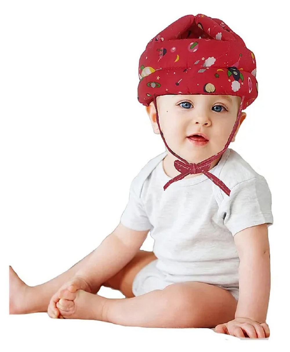 NeonateCare Adjustable Cushioned Baby Safety Helmet for baby safety Red Space Print (Print May Vary)-image-2