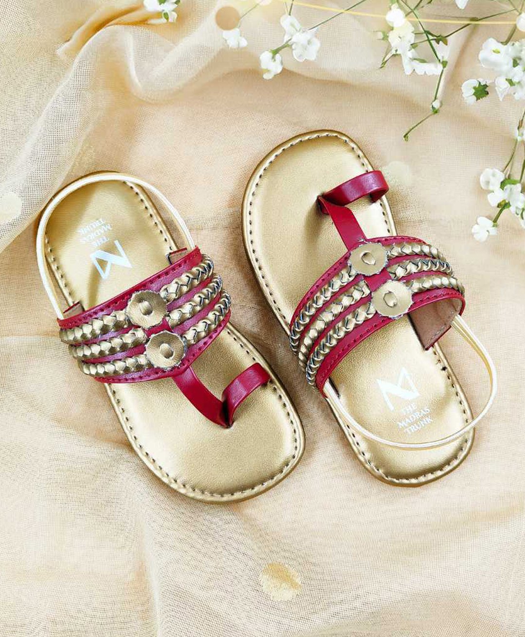 The Madras Trunk Strap Design Detailed Kolhapuri Sandals - Antique Maroon-picture-30