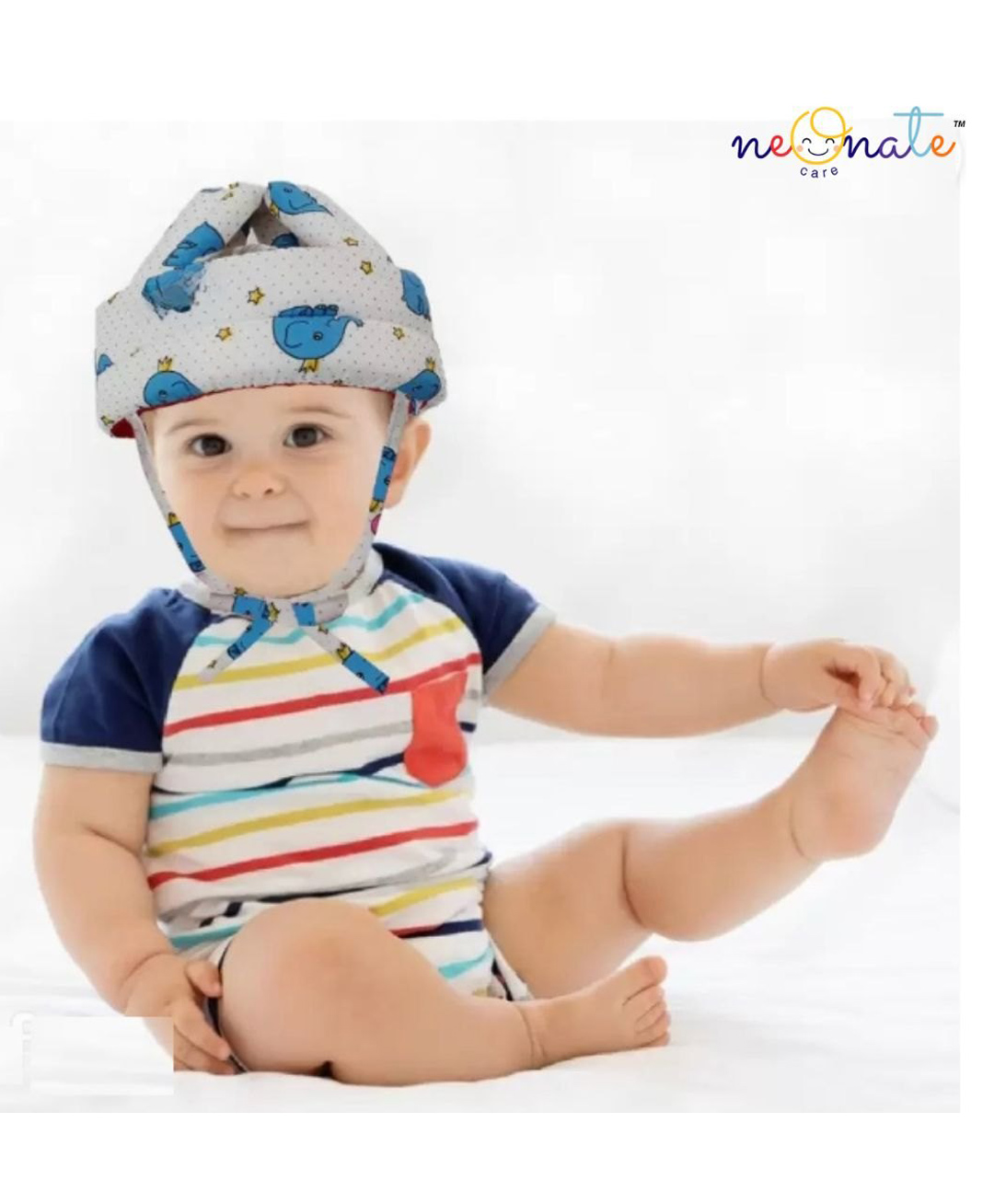 NeonateCare Baby Safety Helmet- (Blue with Elephant print ) (Color and Design may vary)-picture-3