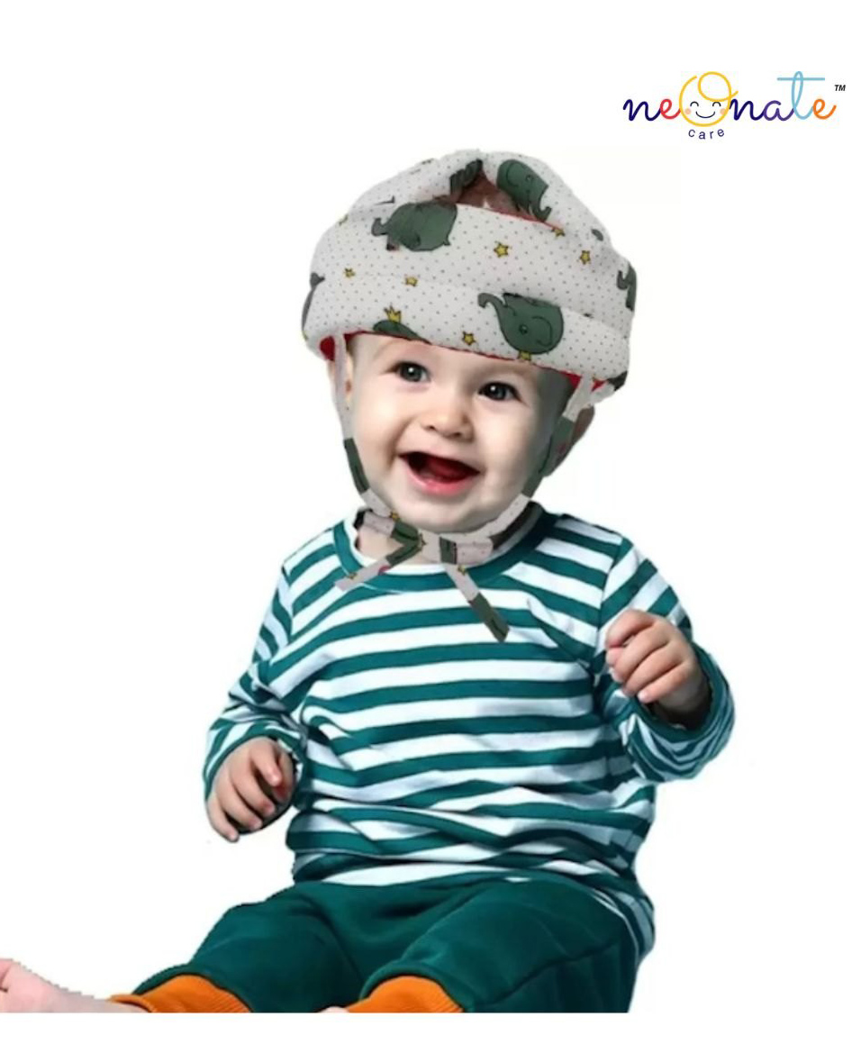 NeonateCare Baby Safety Helmet- (Green with Elephant print ) (Color and Design may vary)-picture-13