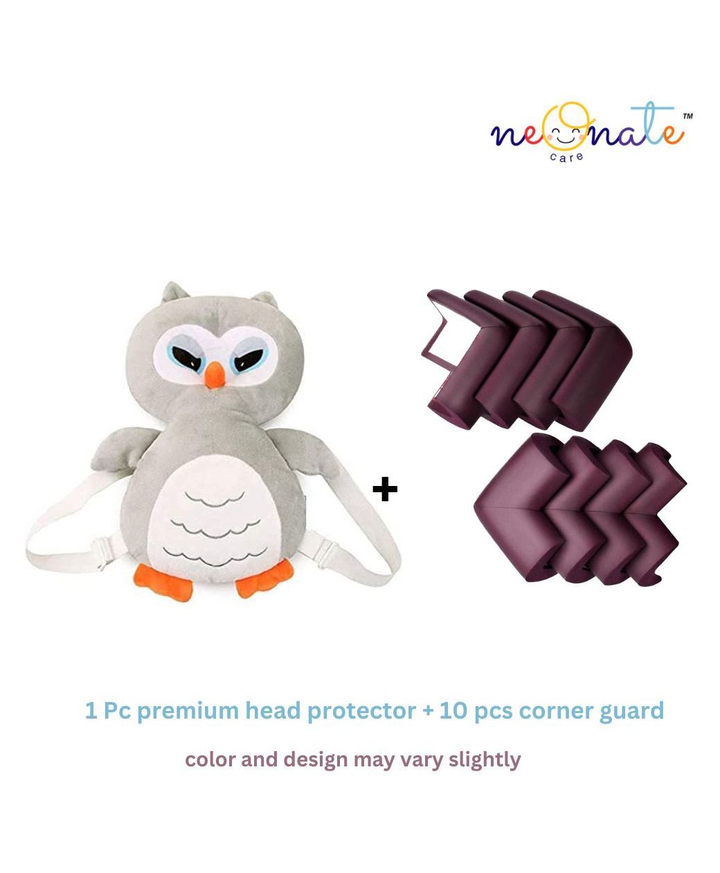 neonatecare Neonate Care Baby head protector (Grey head protector) and 10 pcs corner guards ( color and design may vary)-picture-6
