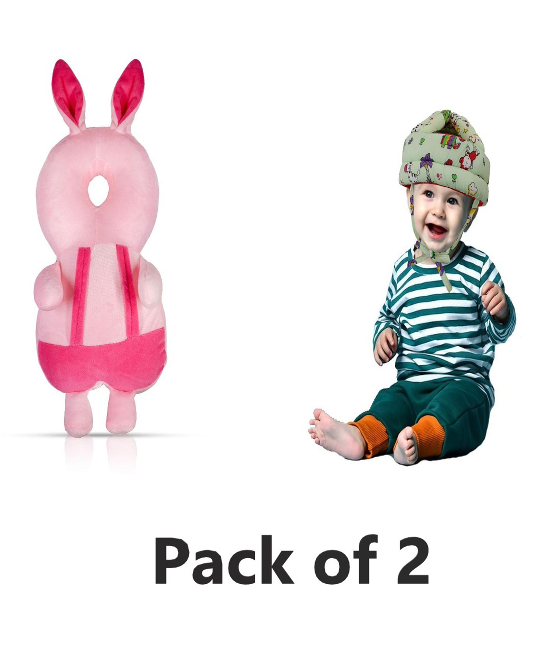 NeonateCare Combo Baby Helmet Baby Head Protector (Grey)and Baby Head Protection Cushion Backpack(Pink)-picture-12