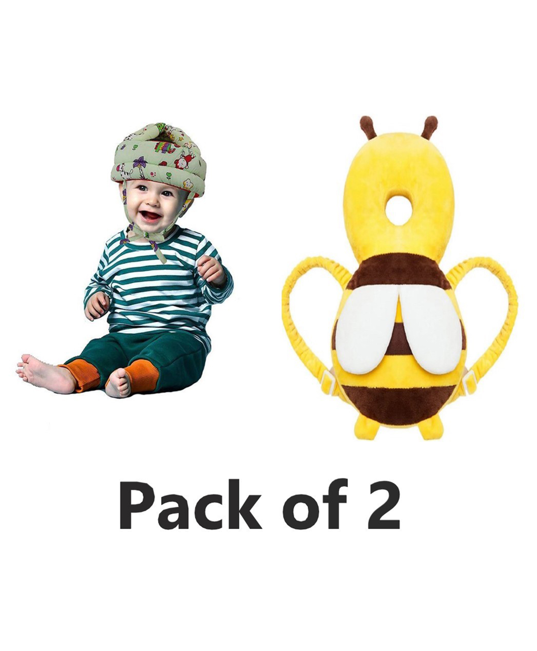 NeonateCare Combo Baby Helmet Baby Head Protector (Sky Blue)and Baby Head Protection Cushion Backpack(Yellow)-image-28