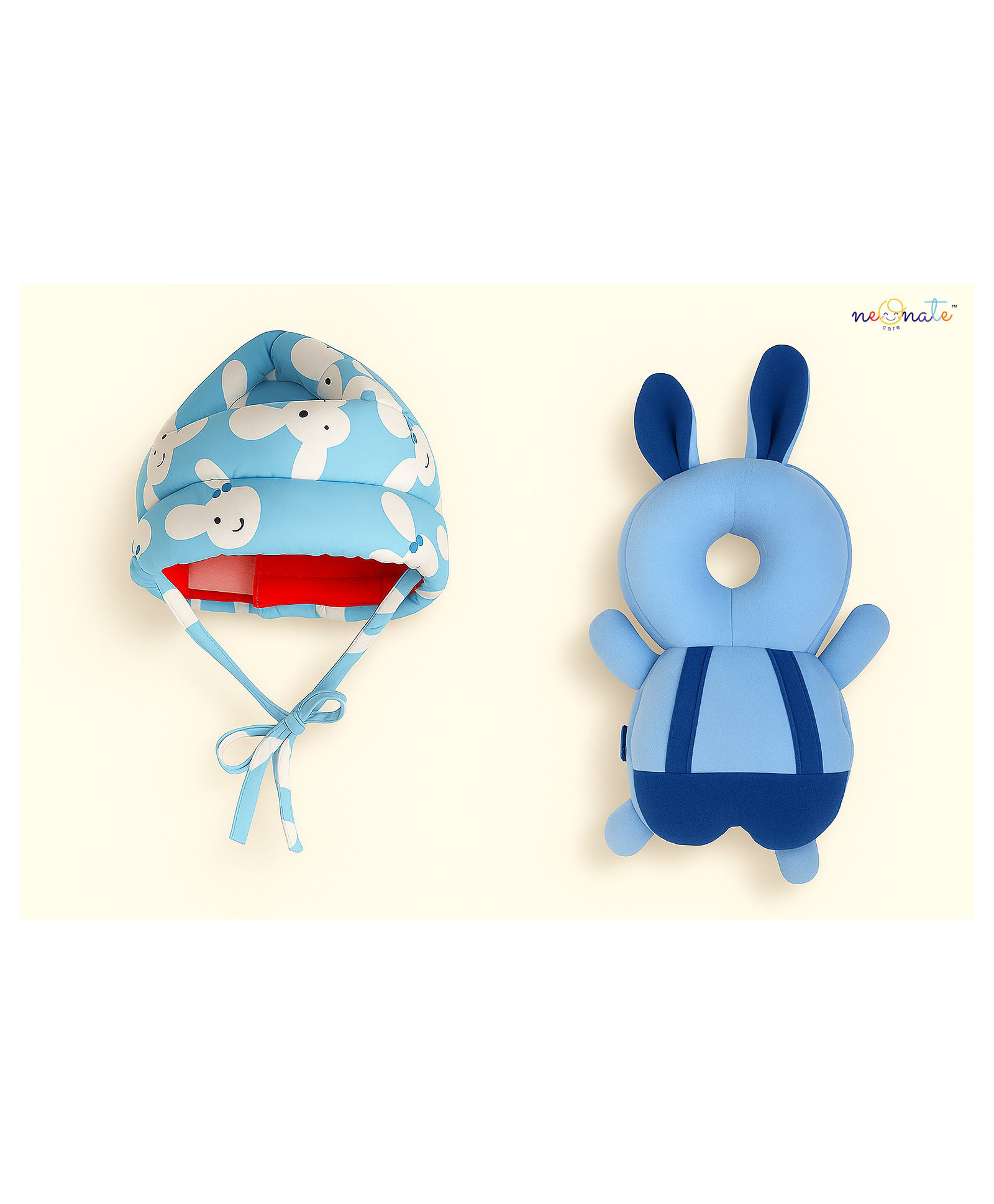 NeonateCare Combo Baby Helmet Baby Head Protector (Blue)and Baby Head Protection Cushion Backpack(Rabbit Blue)-image-37