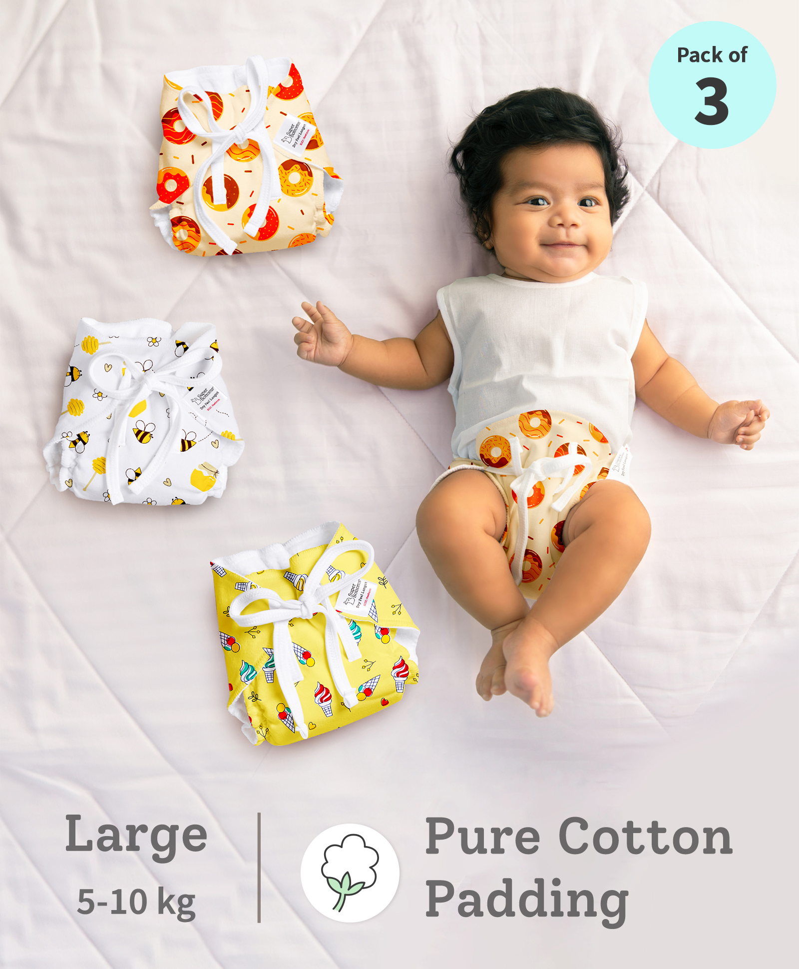 SuperBottoms DryFeel Langot 100% Waterproof Soft Cotton Langot for Baby - Large