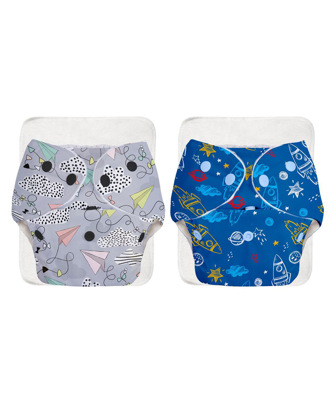 Superbottoms BASIC Washable & Reusable Cloth Diapers - Quick dry high absorption Diapers for Baby (3m-3y) Pack of 4 (2 Shell + 2Pad) Freesize Adjustable Reduces Rash, 7 kg to 17 kg