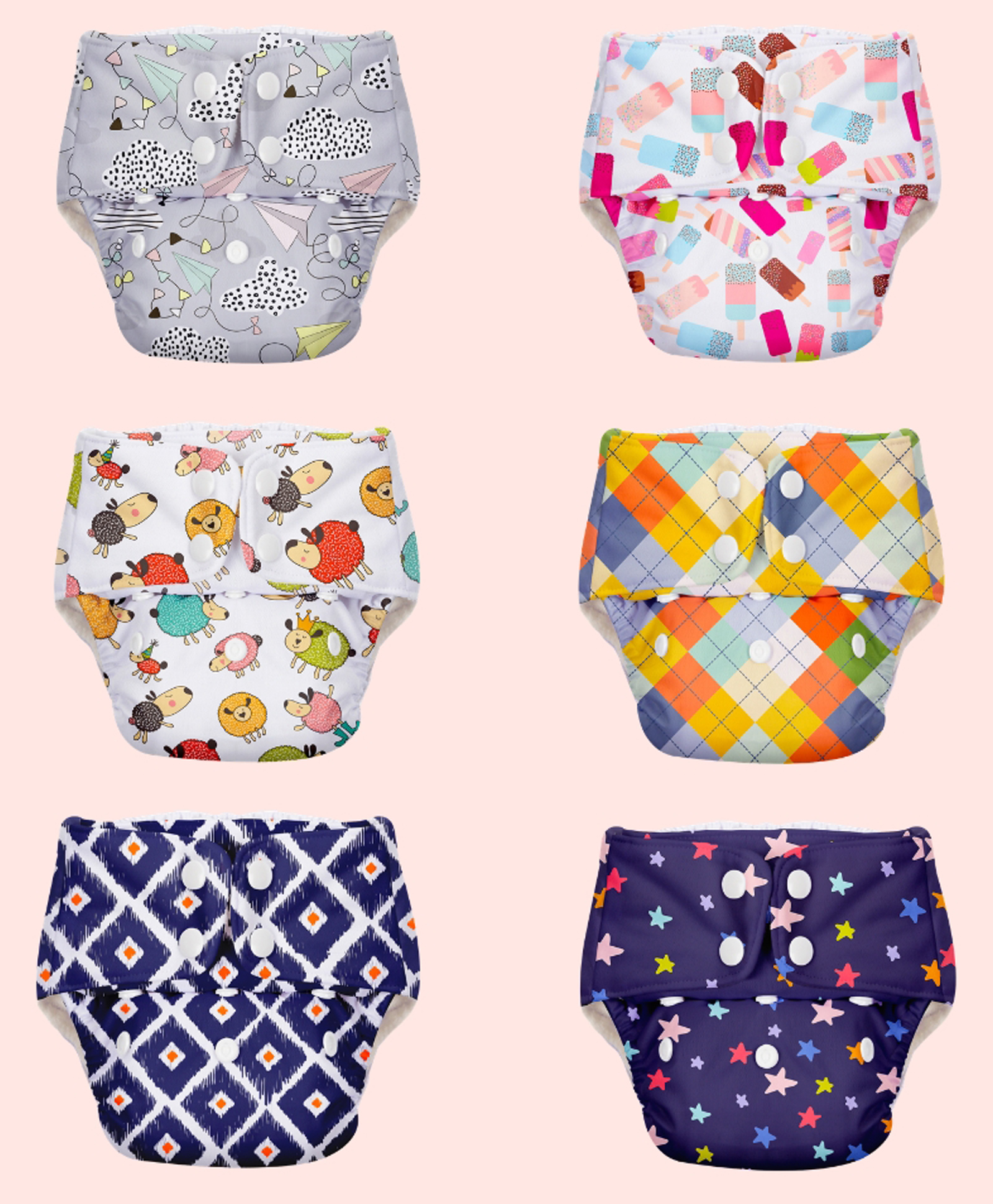 SuperBottoms BASIC EASY - Pack of 6 Assorted Freesize Washable & reusable waterproof adjustable cloth diaper for babies 0-3 years- Outer Shell only - Print may vary, 7 kg to 17 kg-picture-20
