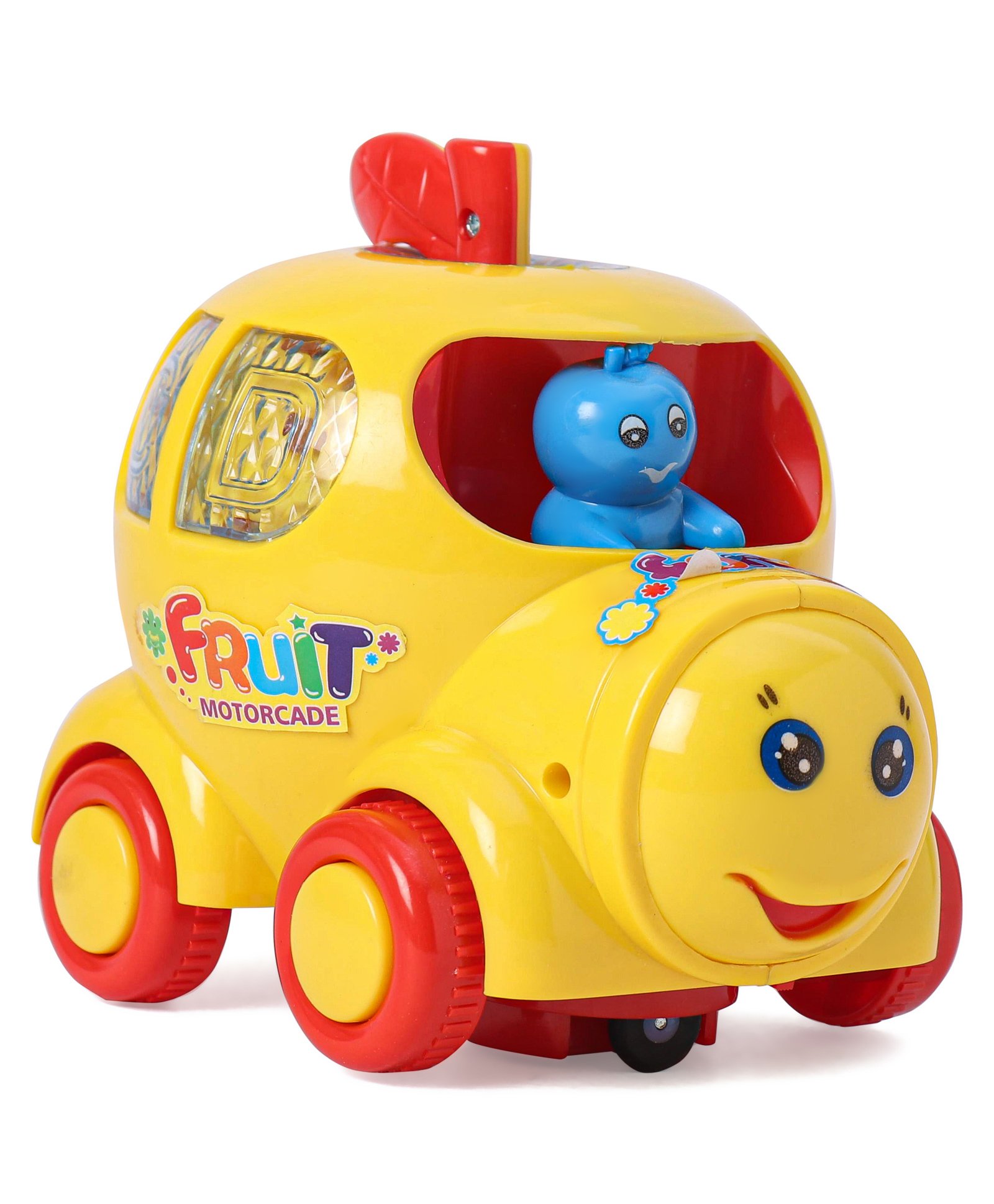 Kids Fun Toys Battery Operated 3D Lights Entertaining Music Apple Shaped Moving Toy Car - Yellow-image-18