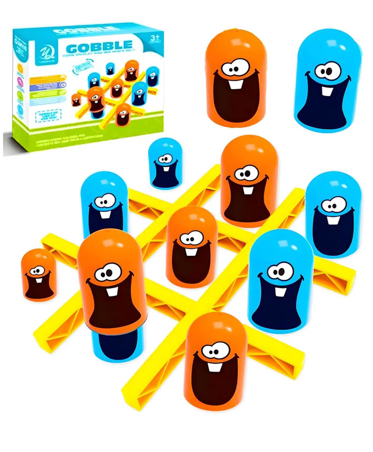 AKN TOYS Gobble Board Game Tic-Tac-Toe Game Surprise Tic Tac Toe Blue Orange Gobble Game, Board Game Indoor Game Family Game Classic Game Pack of 1 - Color May Vary-picture-21