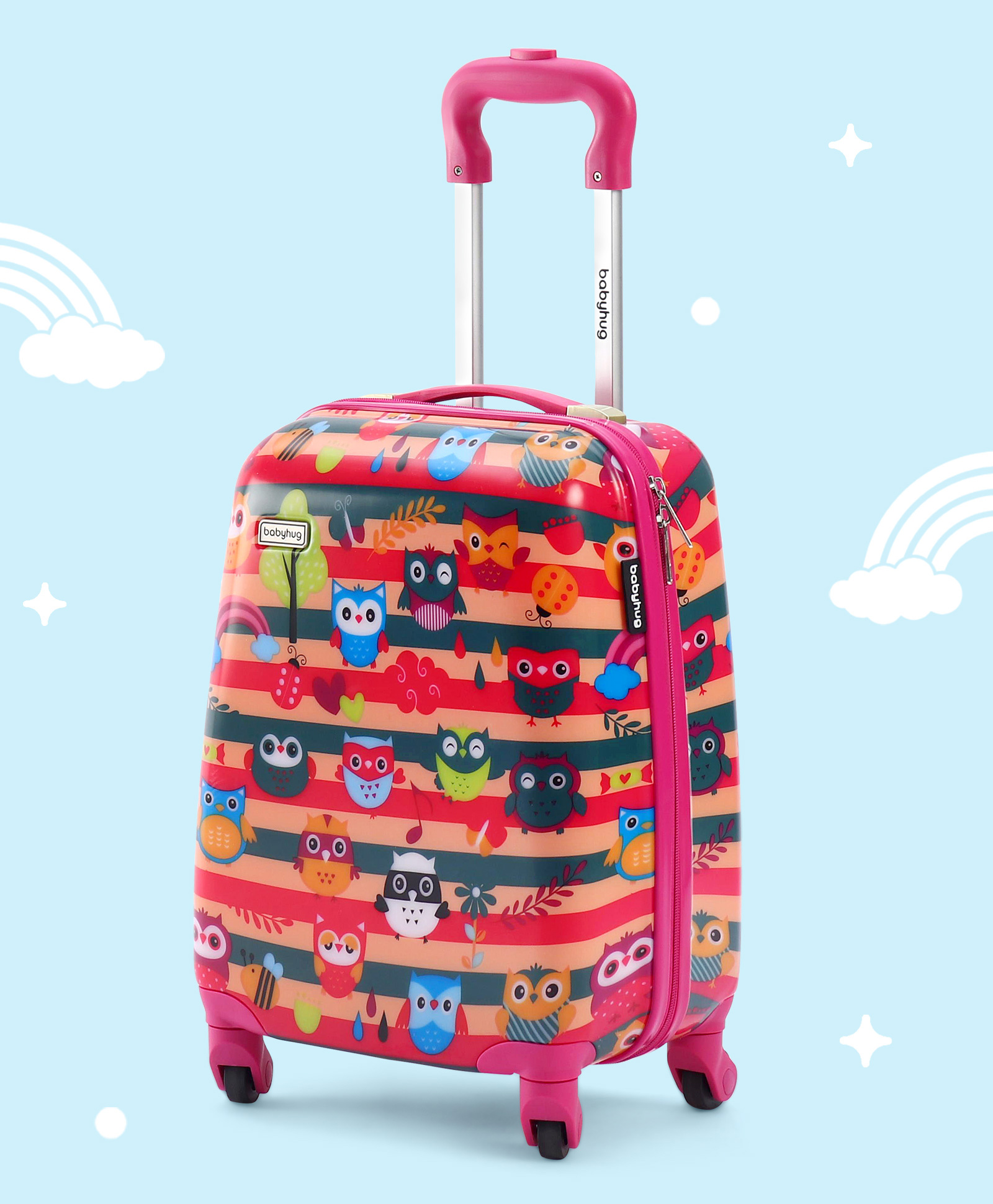Babyhug Kid's Small 1 Day Trip Trolley Bag Space Theme Print Dark Pink -18 Inches-image-41