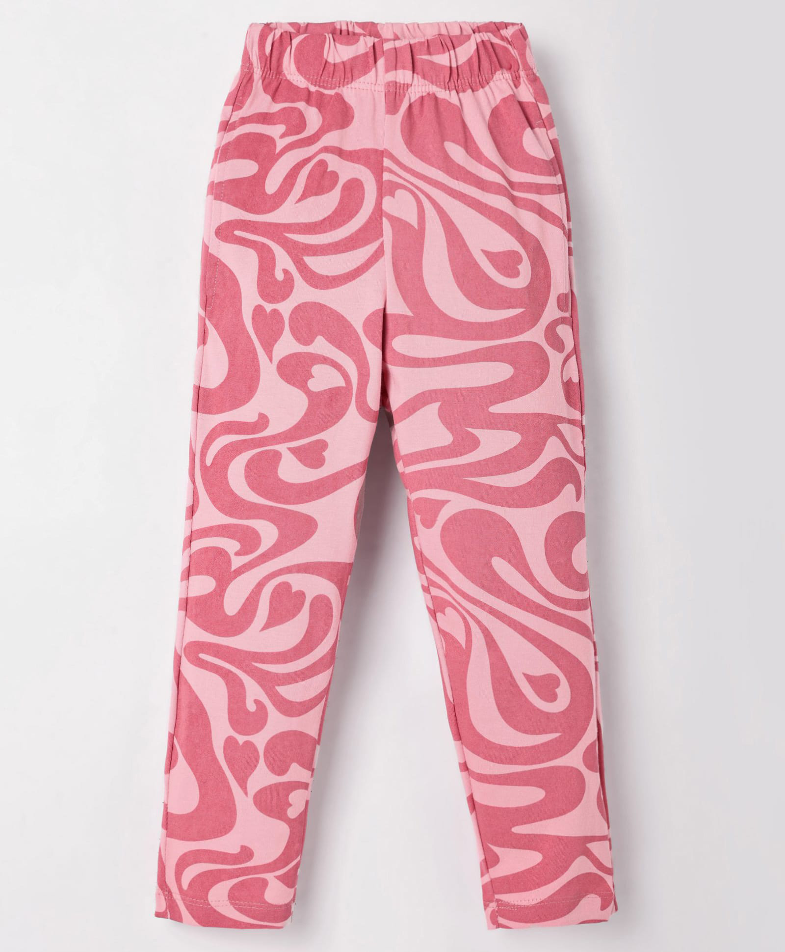 Evimo Single Jersey Knit Full Length Floral Printed Leggings - Pink-picture-22