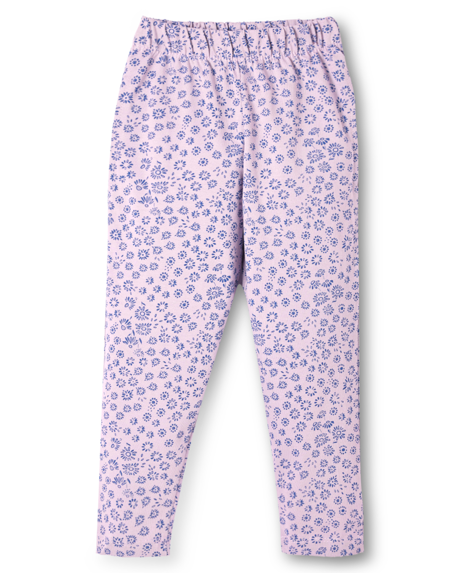 Evimo Single Jersey Knit Full Length Floral Printed Leggings - Blue-picture-17