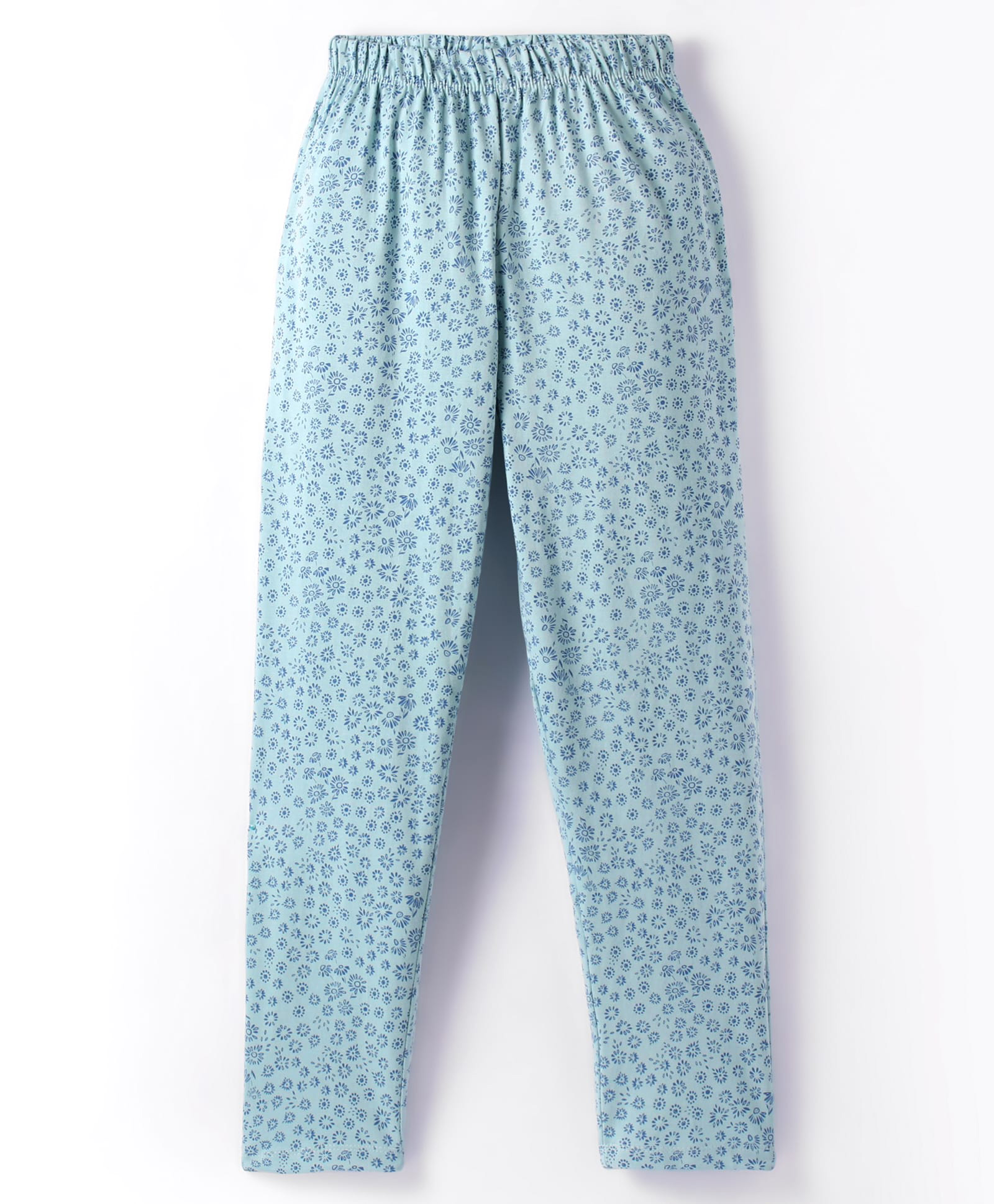 Evimo Single Jersey Knit Full Length Floral Printed Leggings - Light Green-picture-21