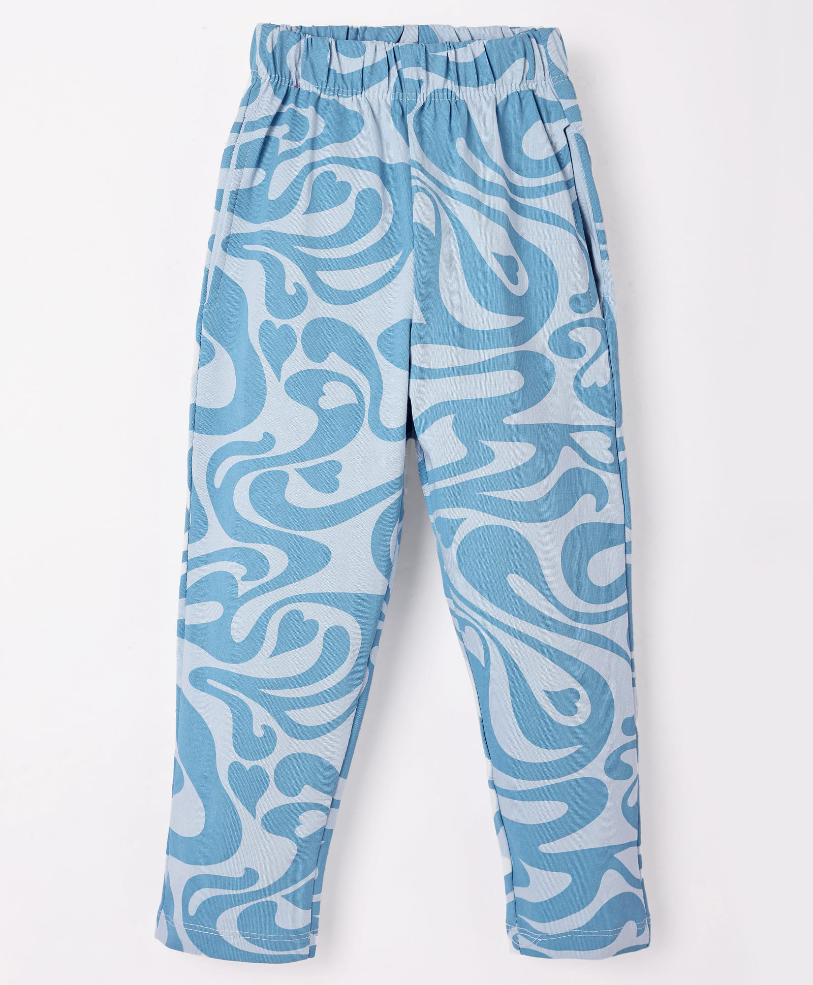 Evimo Single Jersey Knit Full Length Leggings with Marble Print - Sky Blue-picture-37