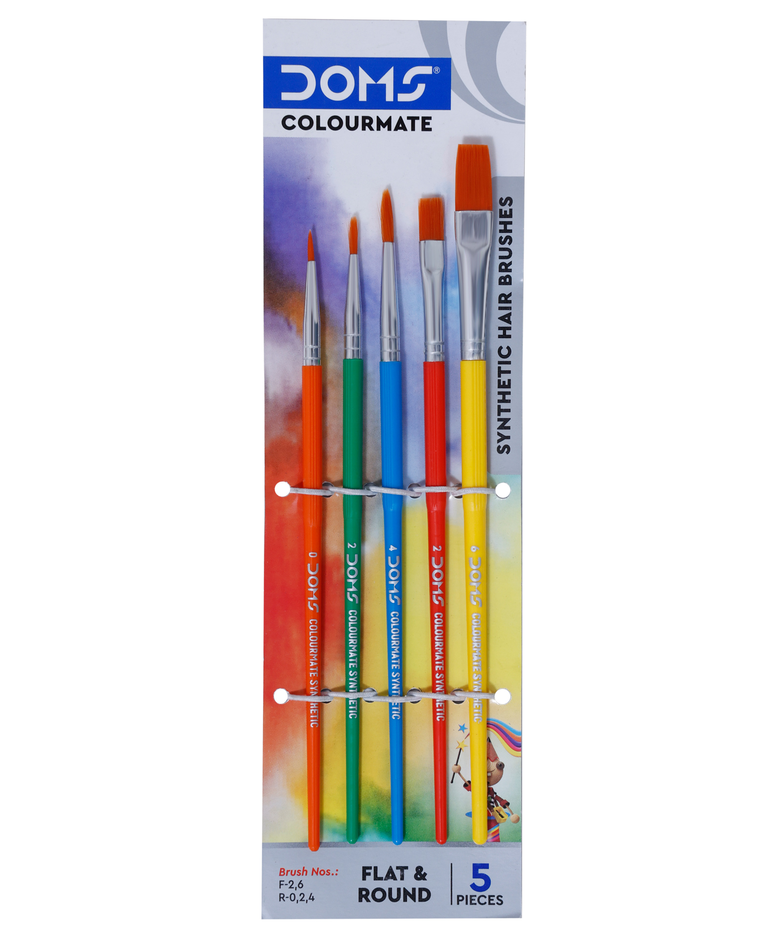 DOMS Colourmate Synthetic Hair Flat Paint Brush Set - Pack of 5-picture-35