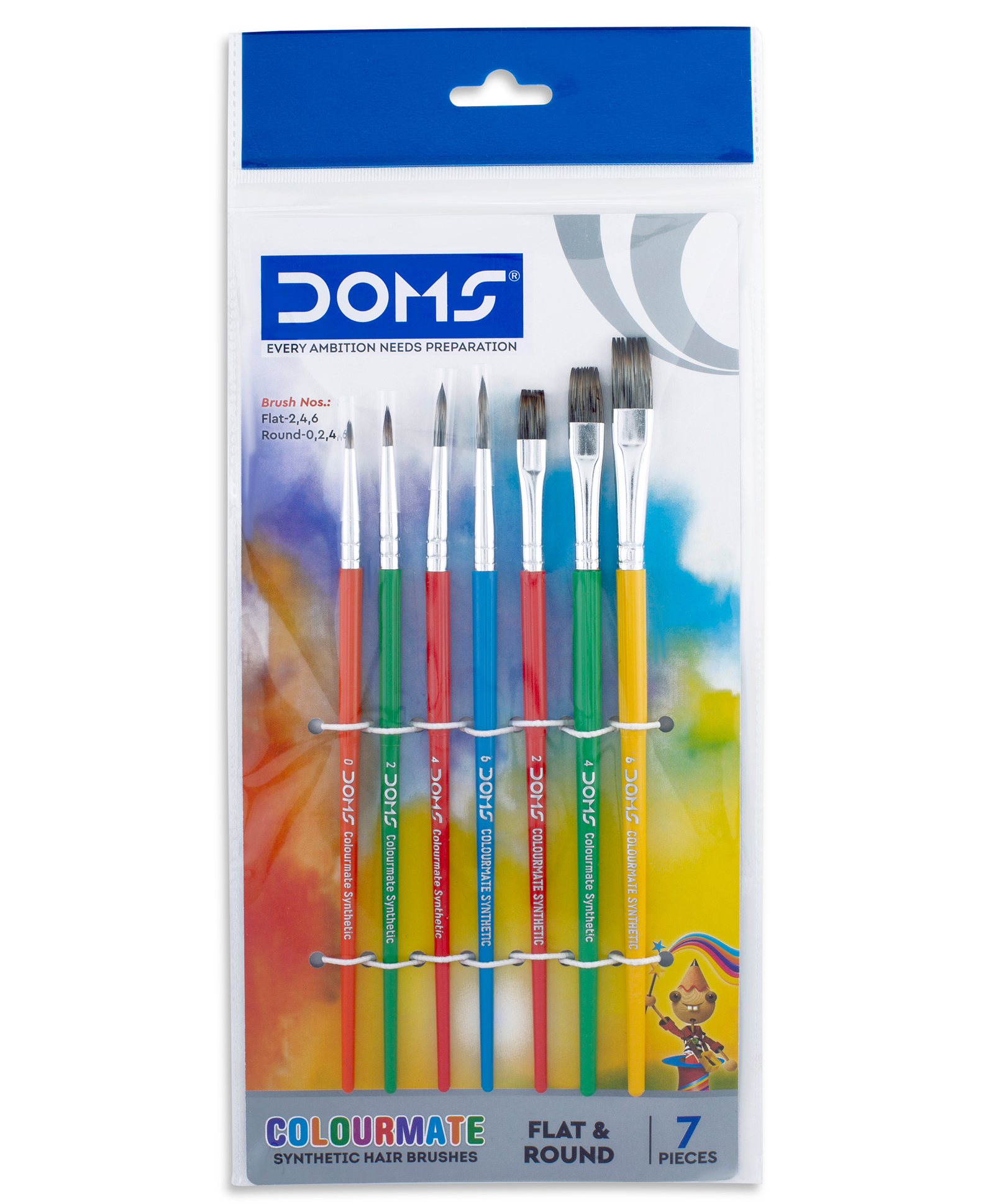 DOMS Colourmate Synthetic Hair Flat Paint Brush Set - Pack of 7-image-43