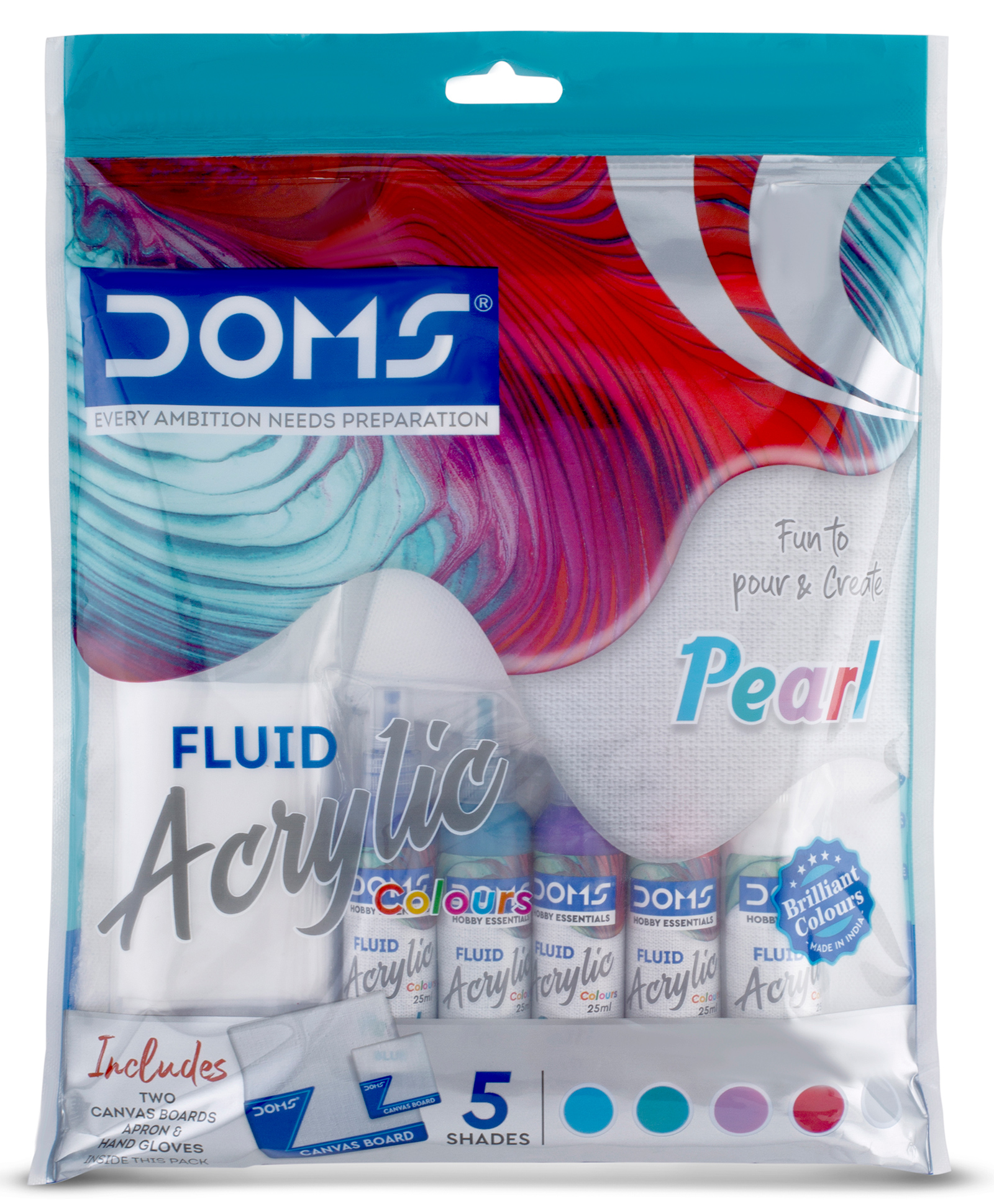 Doms Pearl Fluid Acrylic Colour Pack of 5 - 25 ml Each-image-48