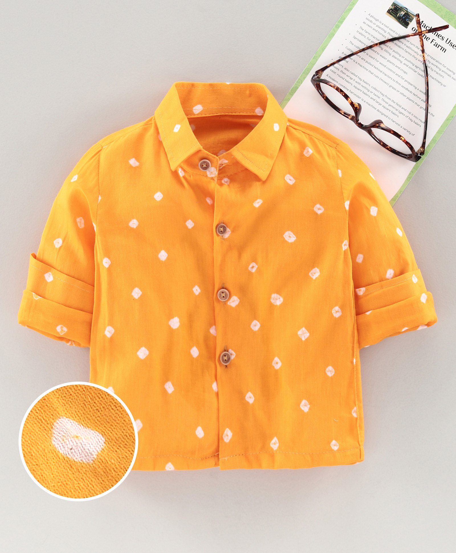 JAV Creations Full Sleeves Bandhani Printed Shirt - Yellow-picture-13