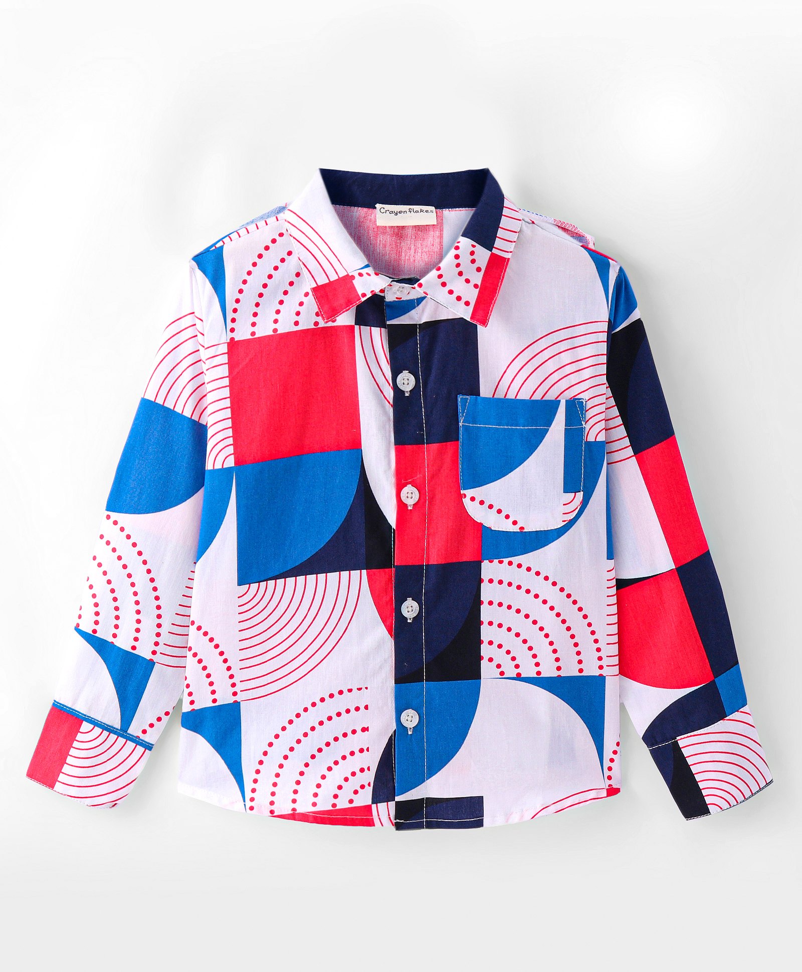 CrayonFlakes Full Sleeves Abstract Printed Shirt - White-picture-22