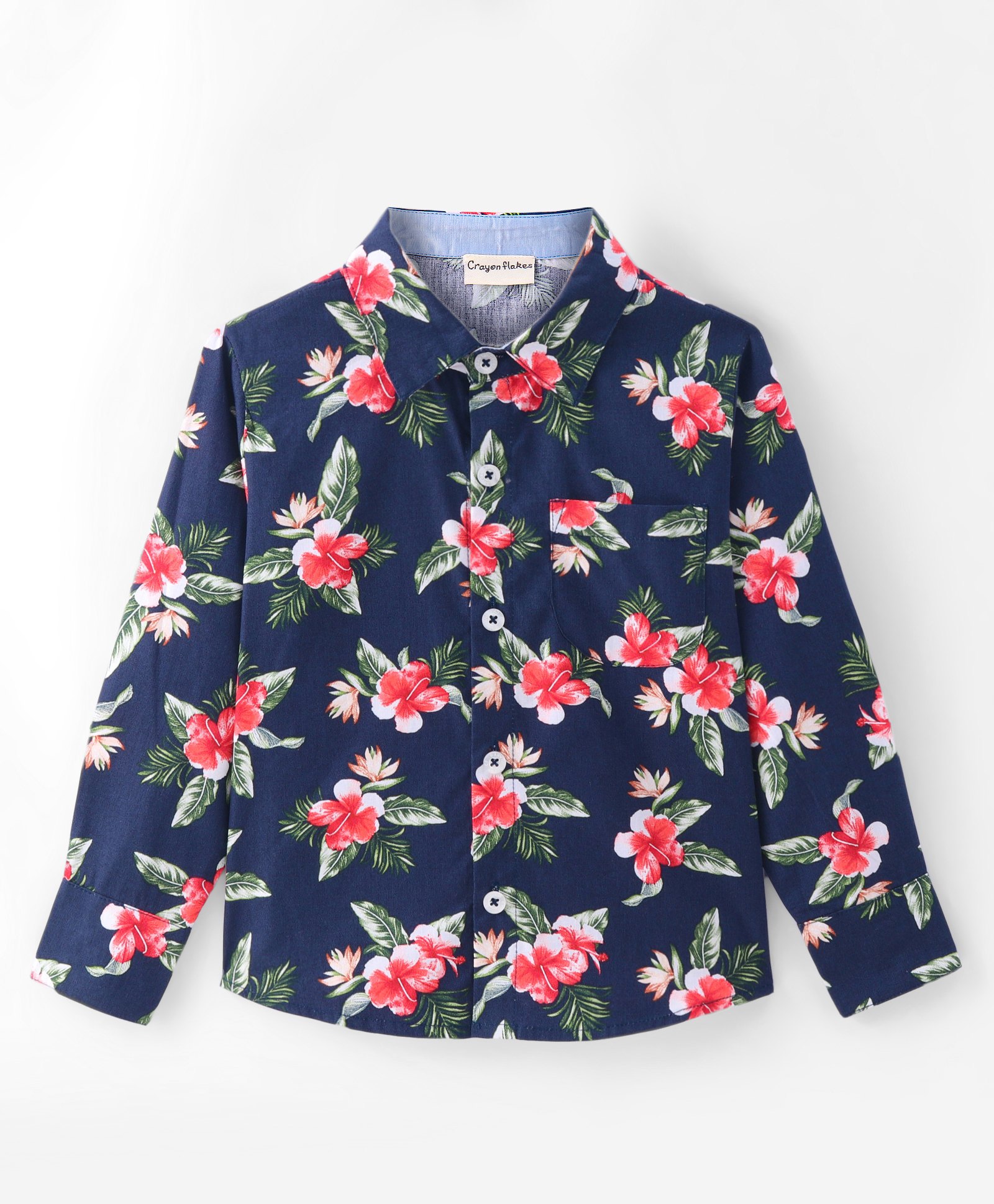 CrayonFlakes Full Sleeves Floral Printed Shirt - Navy-image-36
