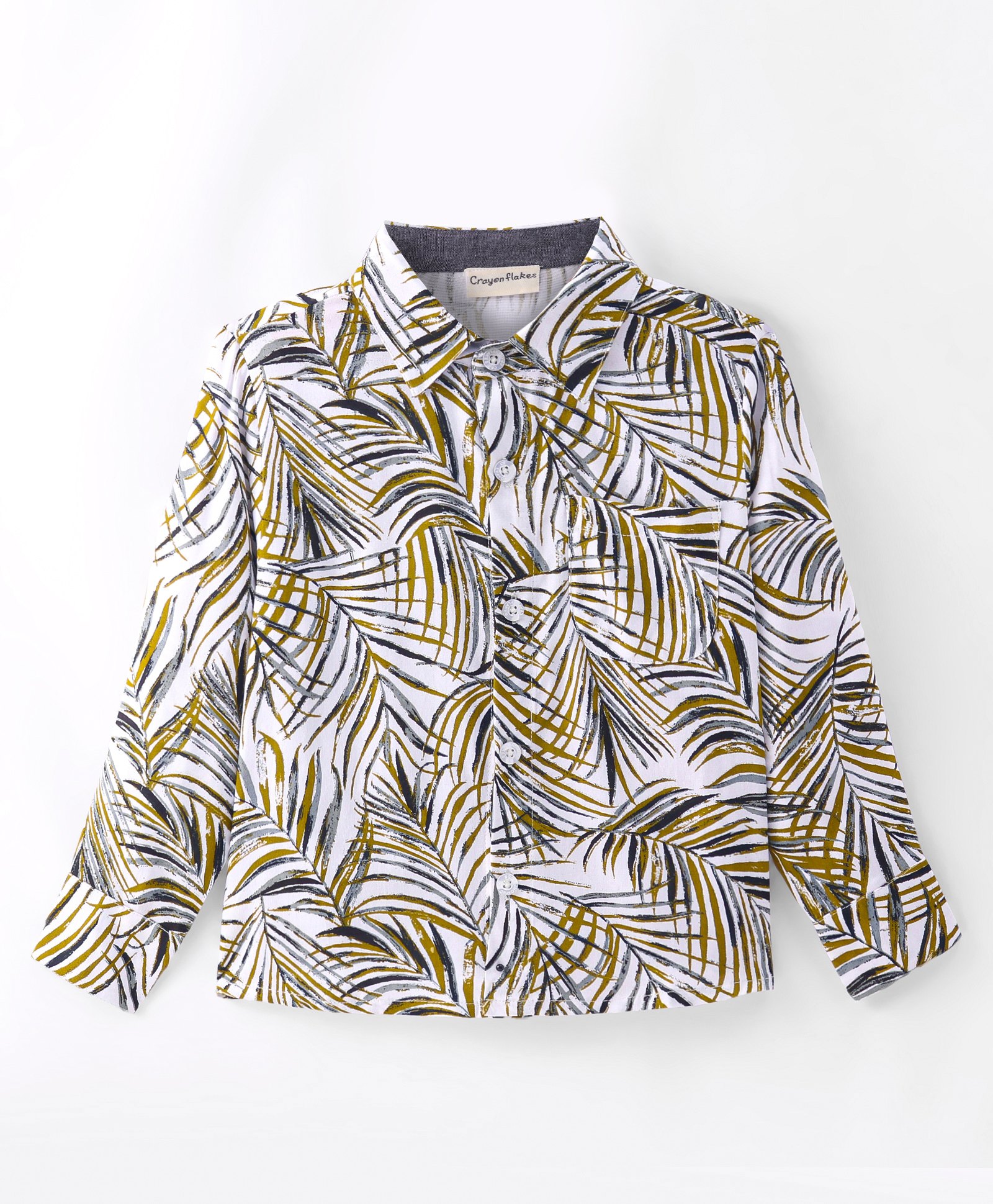 CrayonFlakes Rayon Full Sleeves Forest Printed Shirt - Offwhite-picture-25