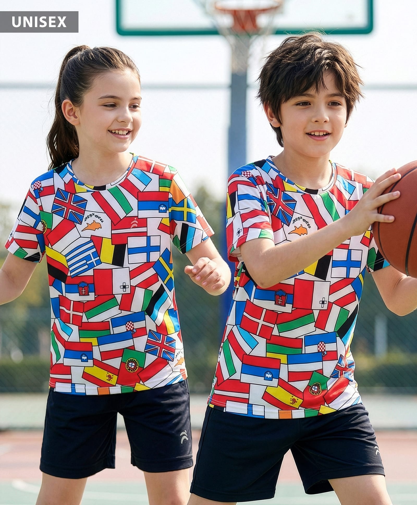 Pine Active Knit Half Sleeves Flags Printed T-Shirt - Multicolour-picture-14