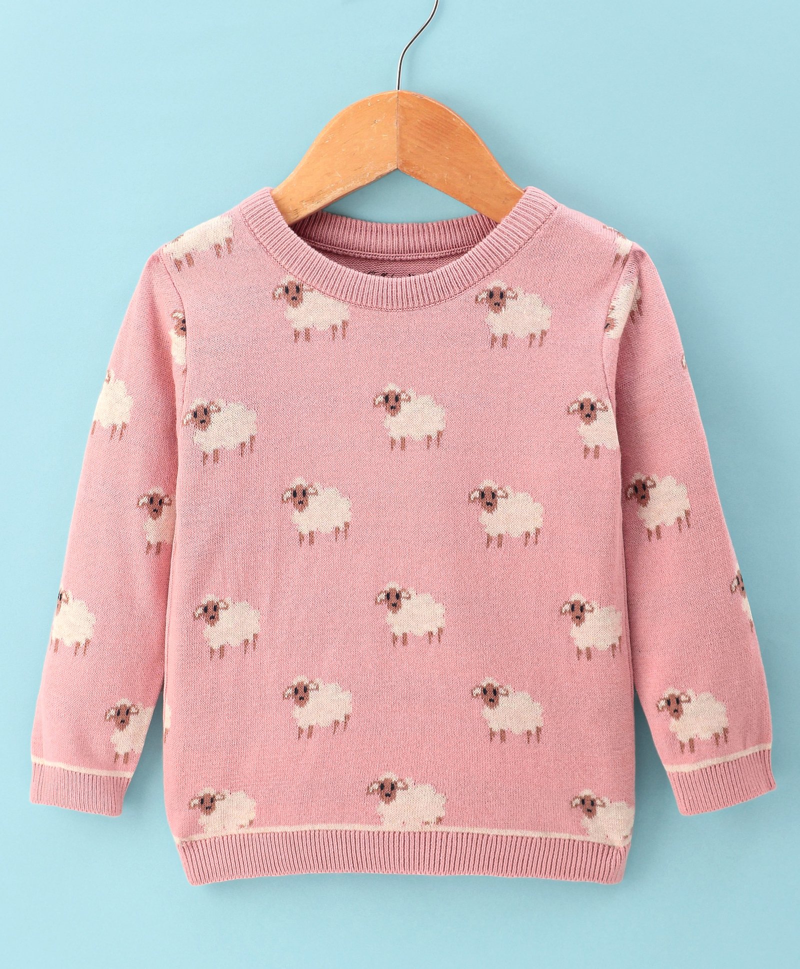 ToffyHouse Knitted Full Sleeves Sheep Designed Pullover Sweater - Rose Gold-picture-34