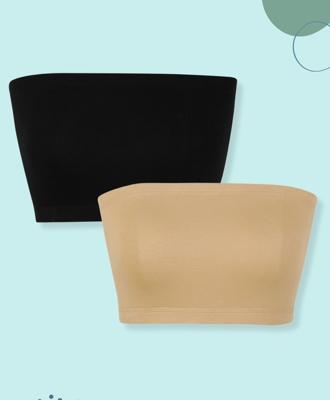 Mackly Pack Of 2 Cotton Elastane Solid Tube Bra - Black-picture-19