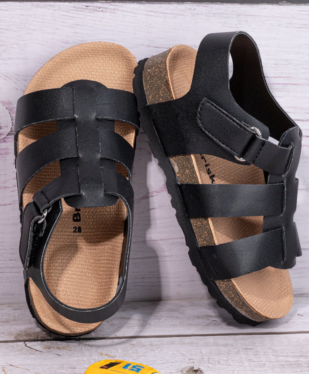 Briskers Synthetic Self Design Velcro Sandals - Black-image-17
