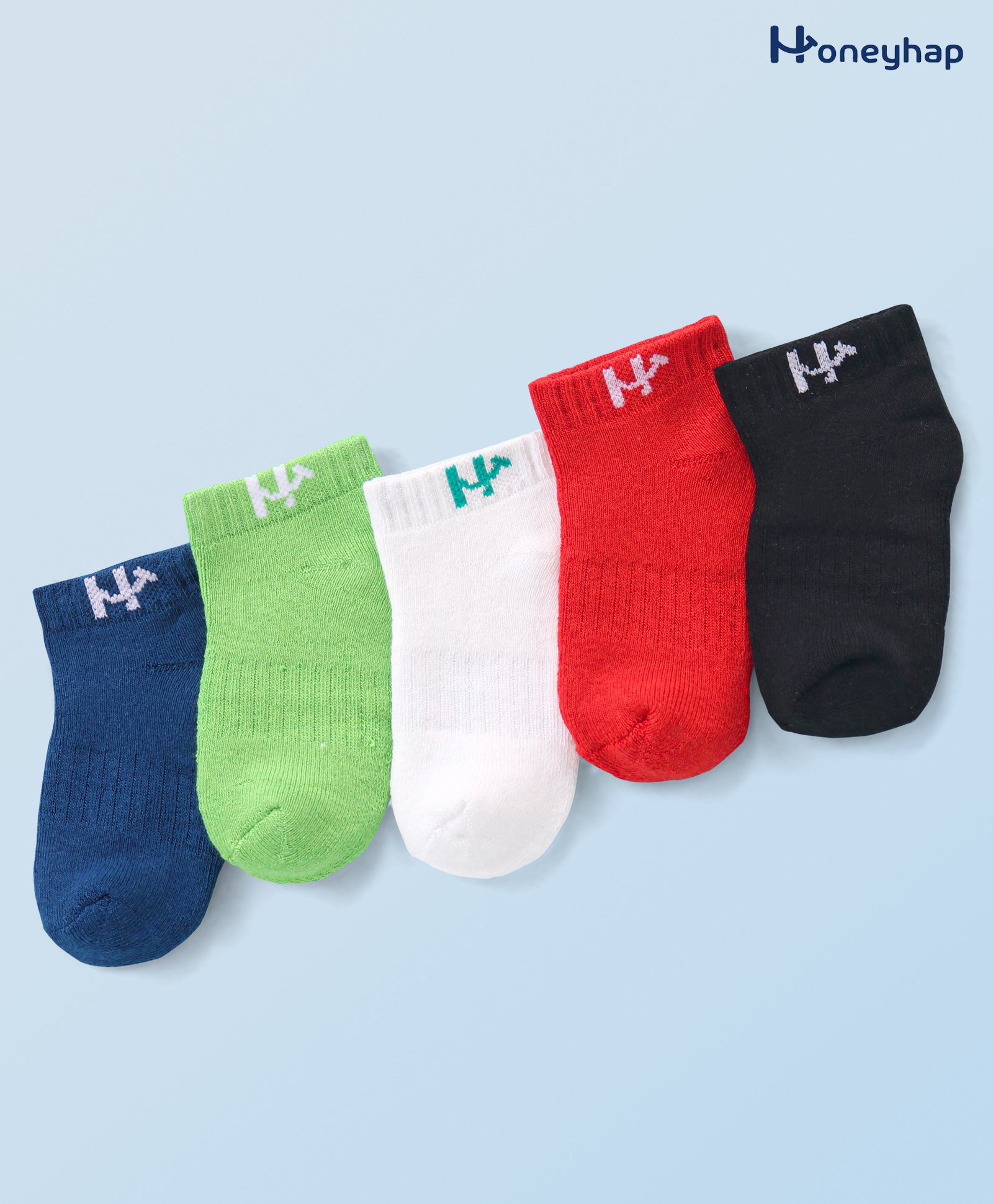 Honeyhap Premium Cotton Knit Bomboo Blend with Bio Finish Ankle Length Designed Socks Pack of 5 - Multicolor-picture-7