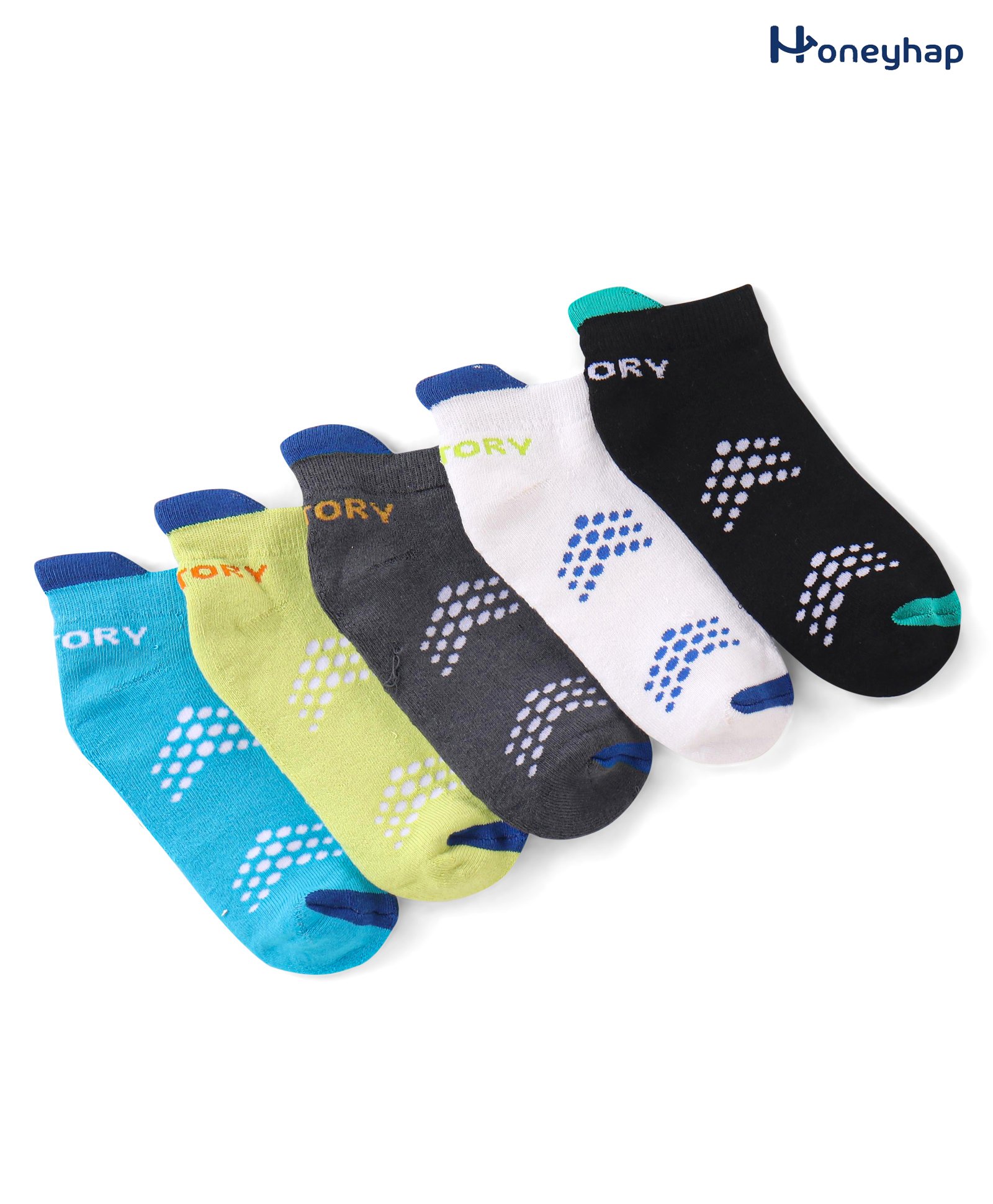 Honeyhap Premium Cotton Knit Bomboo Blend with Bio Finish Ankle Length Designed Socks Pack of 5 - Multicolor-picture-12