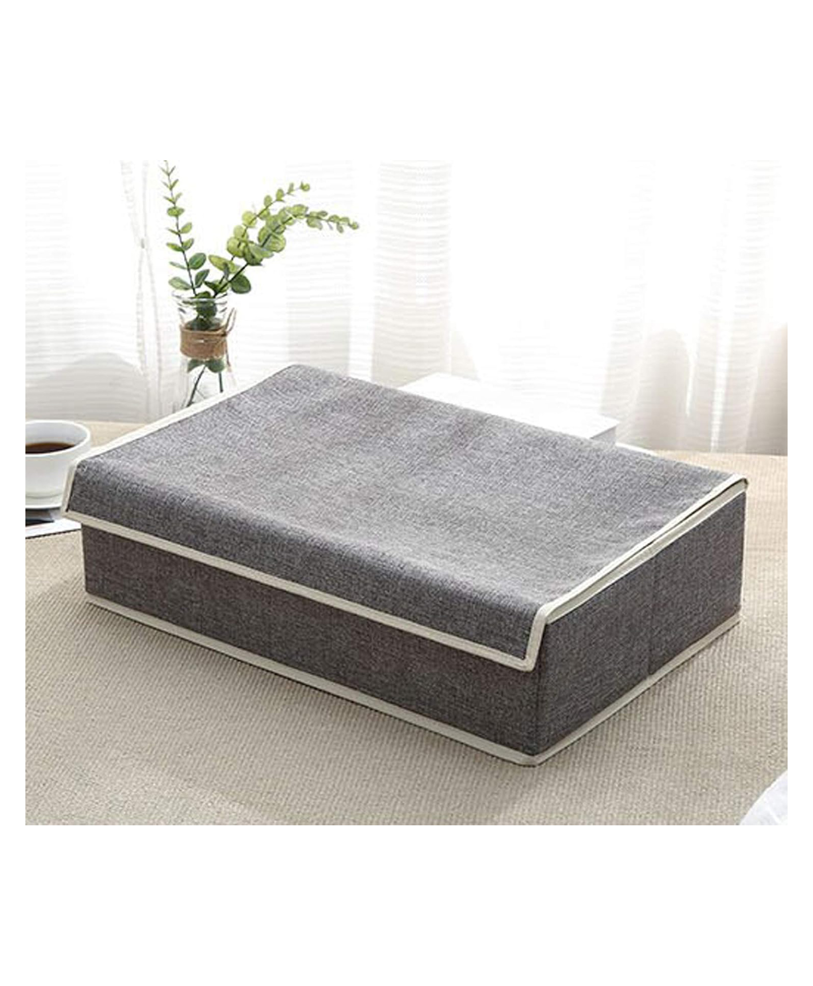 House of Quirk Innerwear Organizer 16+1 Compartment Non-Smell Non Woven Foldable Fabric Storage Box for Closet-Linen Grey-image-48