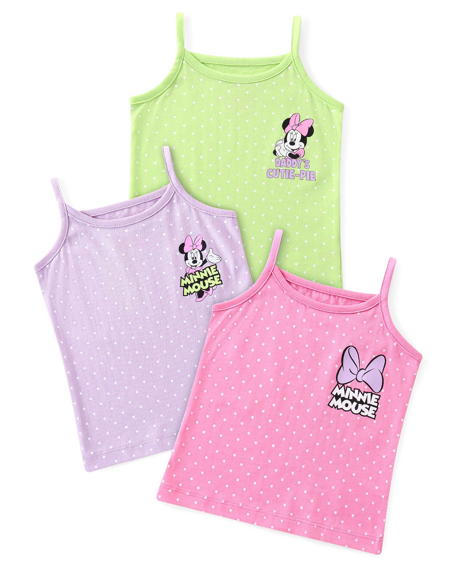 Babyhug Disney Singlet Sleeves Slips with Polka Dots & Minnie Mouse Print Pack of 3 - Pink Purple & Green-image-12