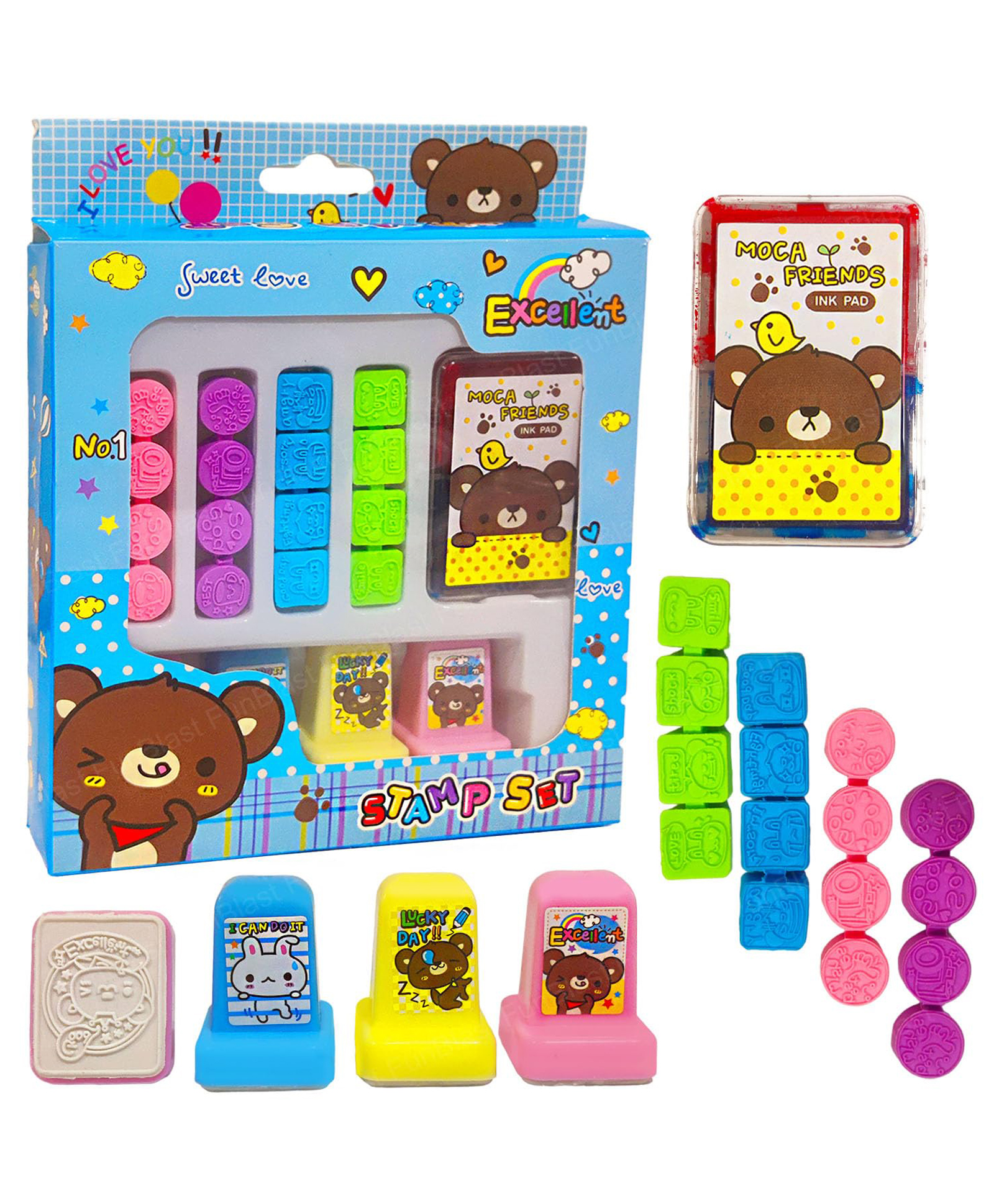 Bunie Bear Theme Rubber DIY Coloring & Stamping Set  Blue-image-42