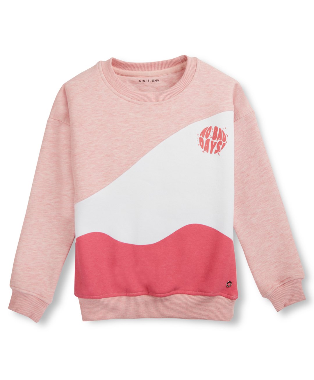 GINI & JONY Cotton Woven Full Sleeves Sweatshirt With Colour Block Design & Text Print - Pink-picture-19