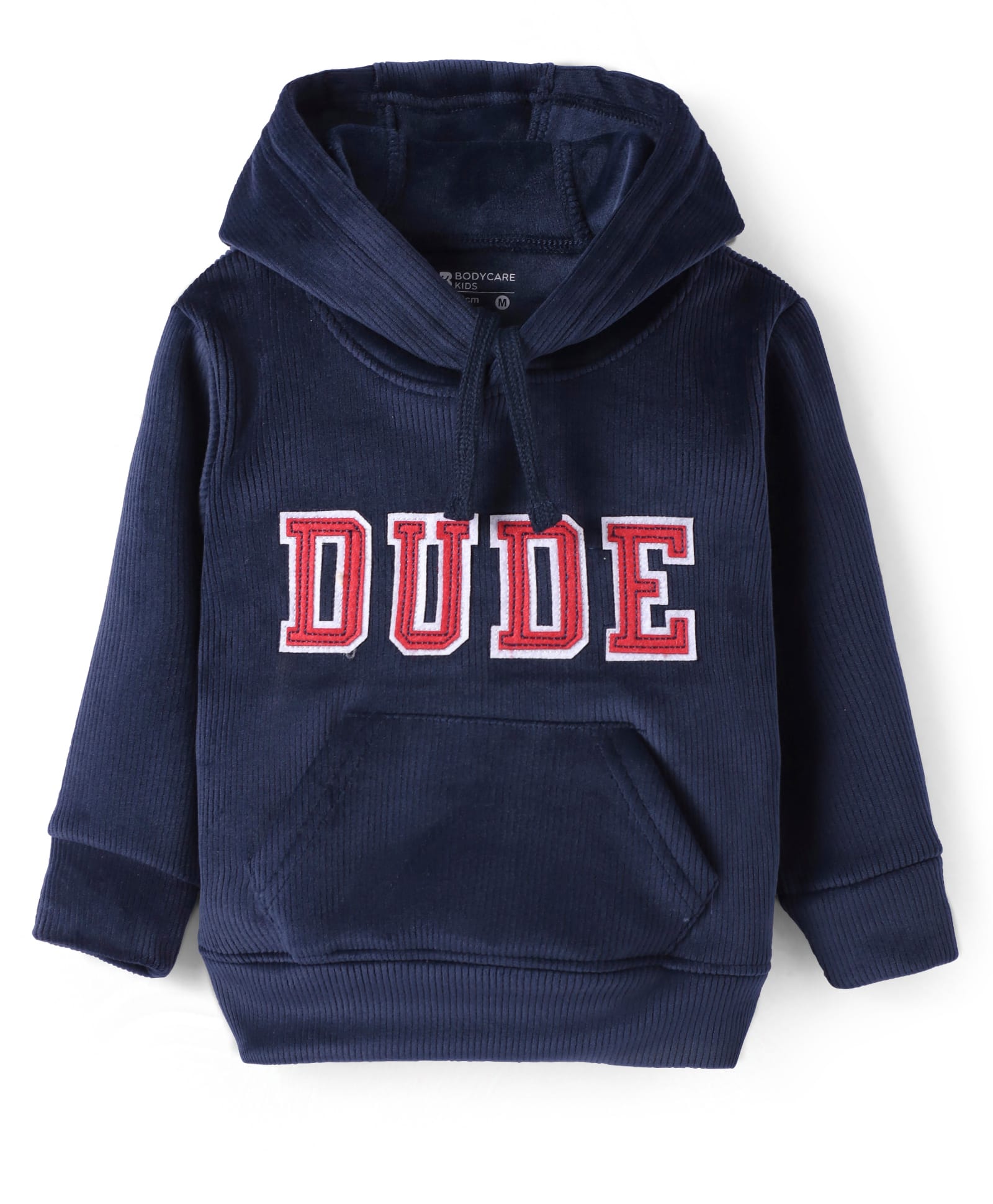 Bodycare Fleece Knit Full Sleeves Hooded Sweatshirt with Text Patch - Navy Blue-picture-10