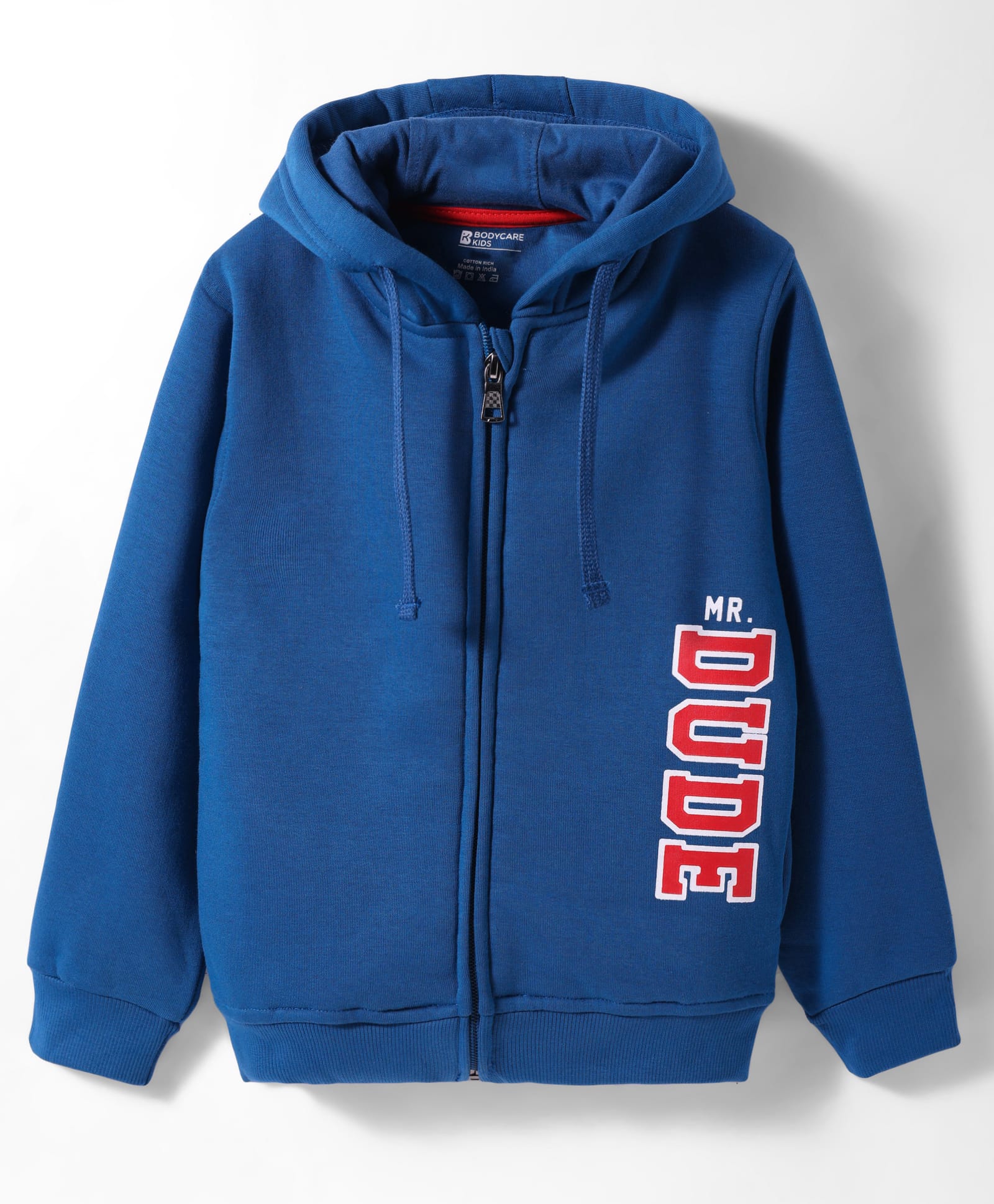 Bodycare Fleece Knit Full Sleeves Hooded Sweatjacket with Dude Print - Navy Blue-picture-43