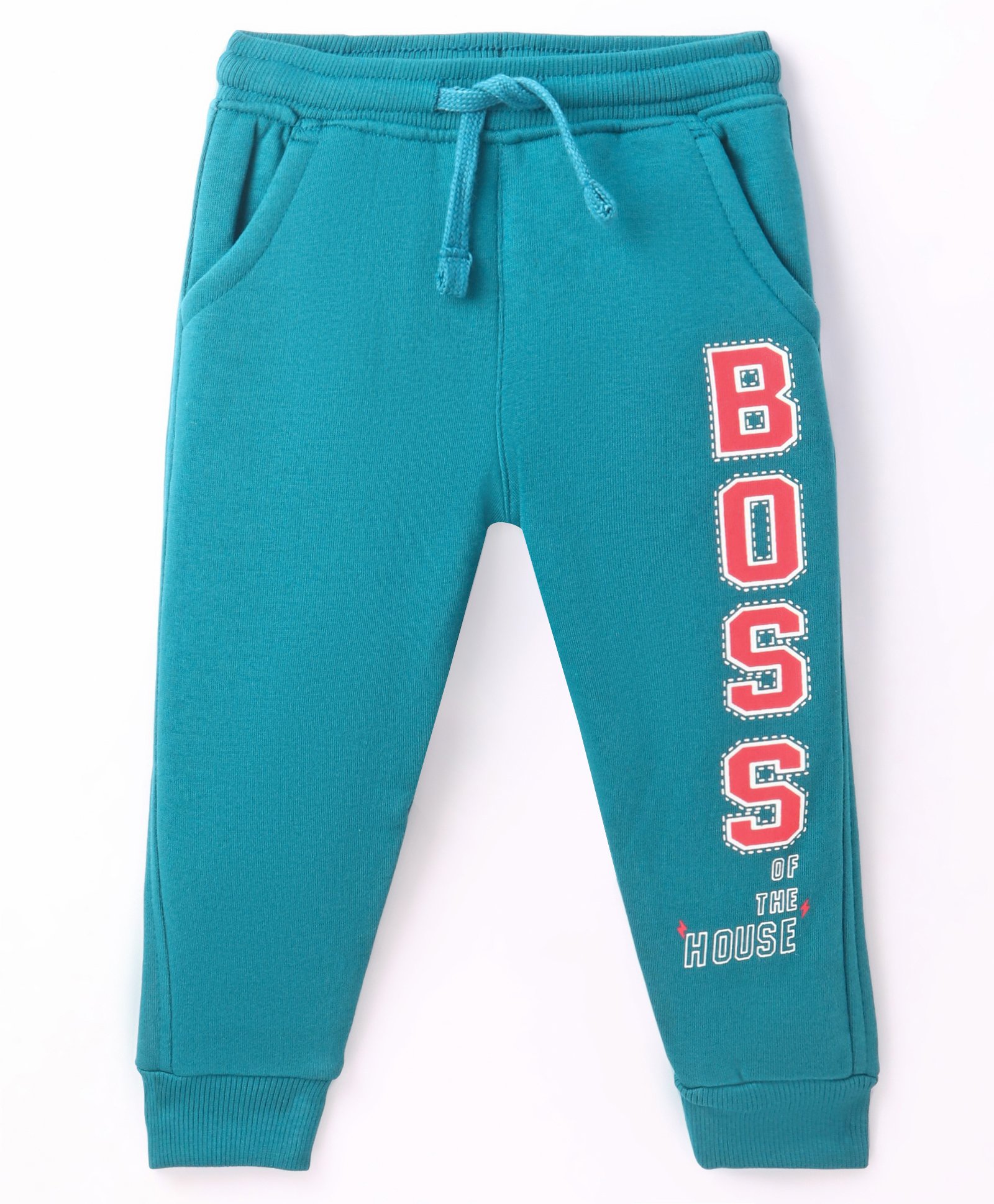 Bodycare Fleece Knit Full Length Winter Wear Text Printed Woollen Pants - Turquoise-image-27
