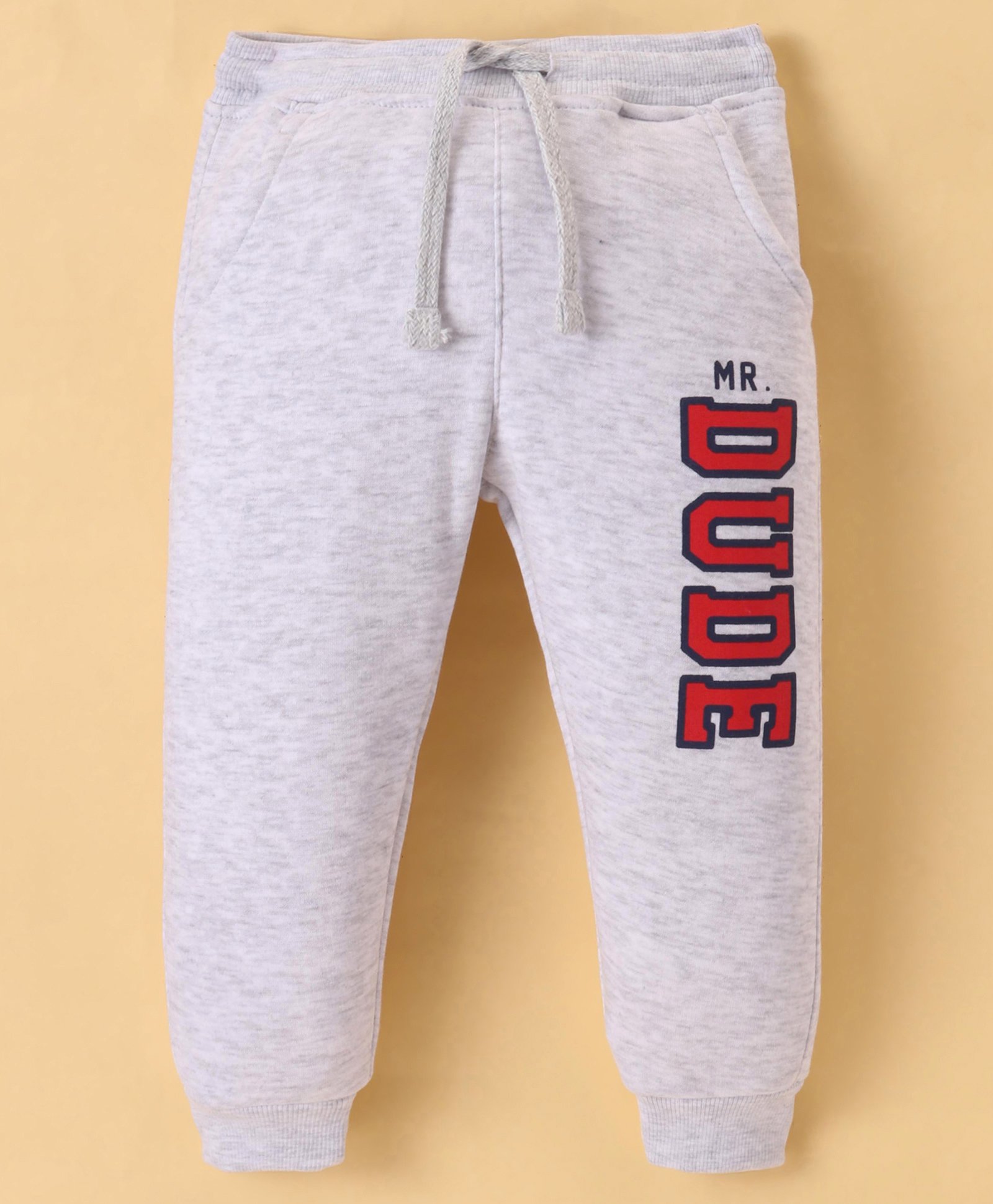 Bodycare Knit Full Length Fleece Pant with Text Print - Light Grey-picture-20