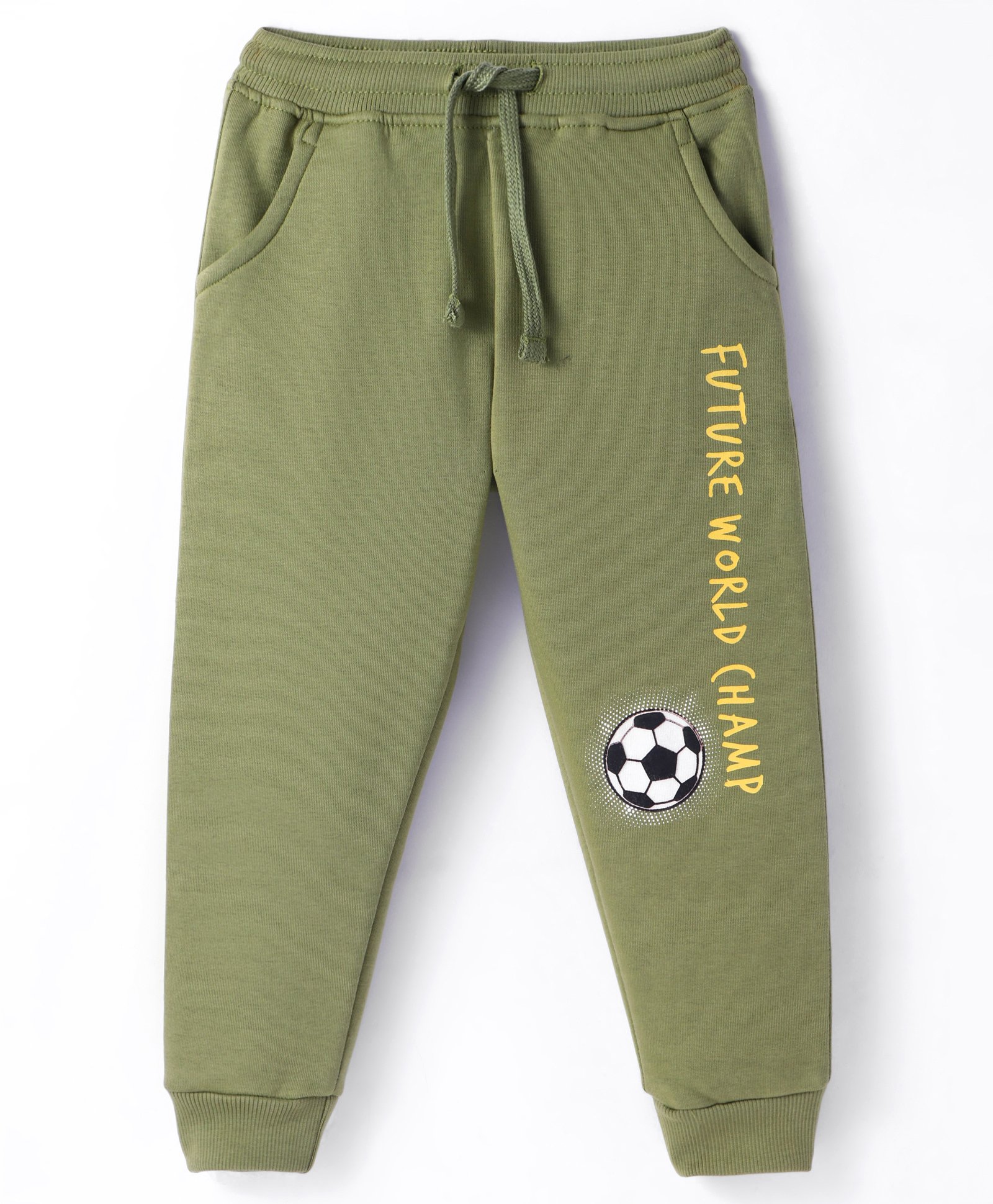 Bodycare Knit Full Length Fleece and Woollen Bottomwear With Text Print - Olive Green-image-17
