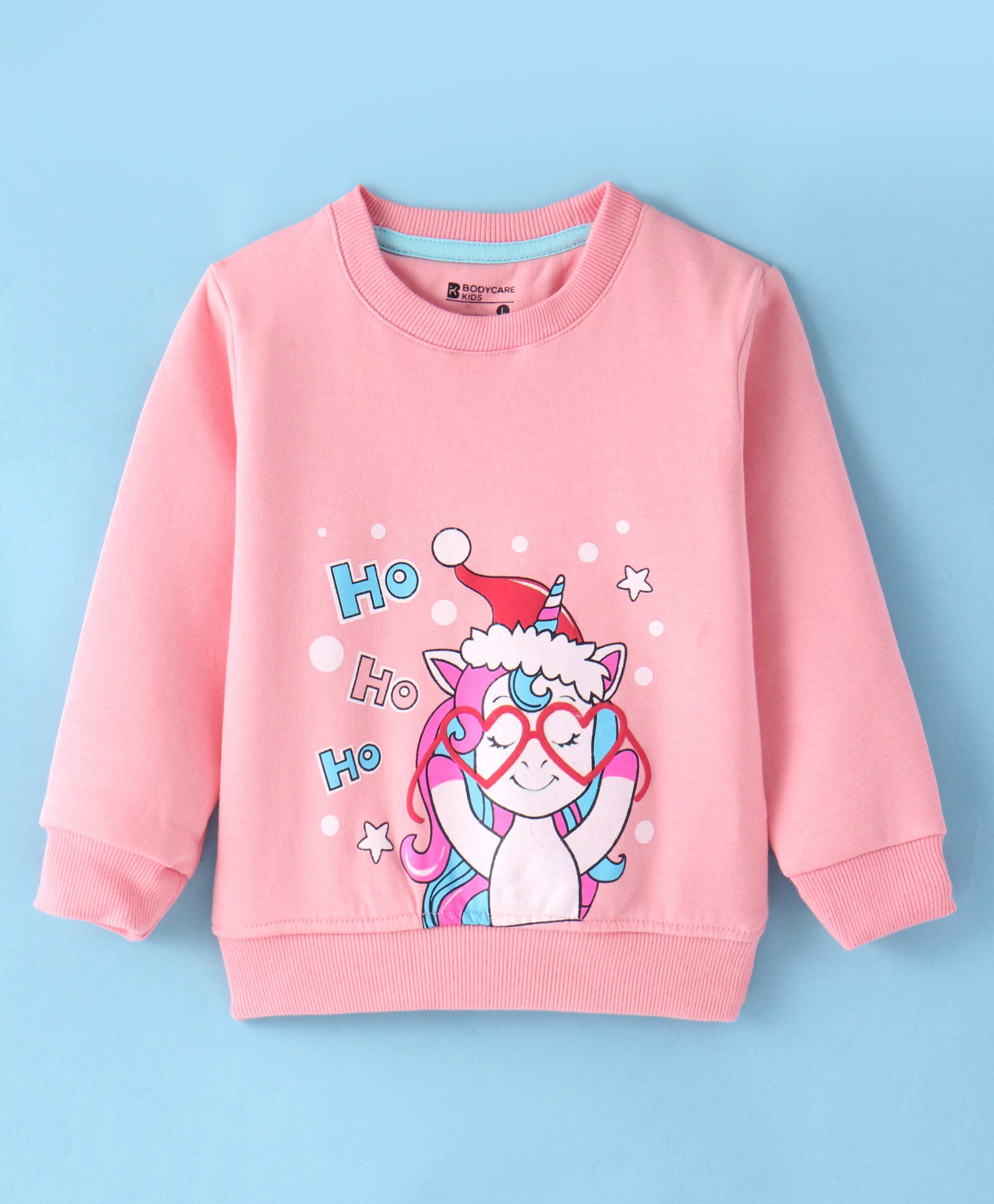 Bodycare Fleece Knit Full Sleeves Sweatshirt With Unicorn Print - Pink-picture-0
