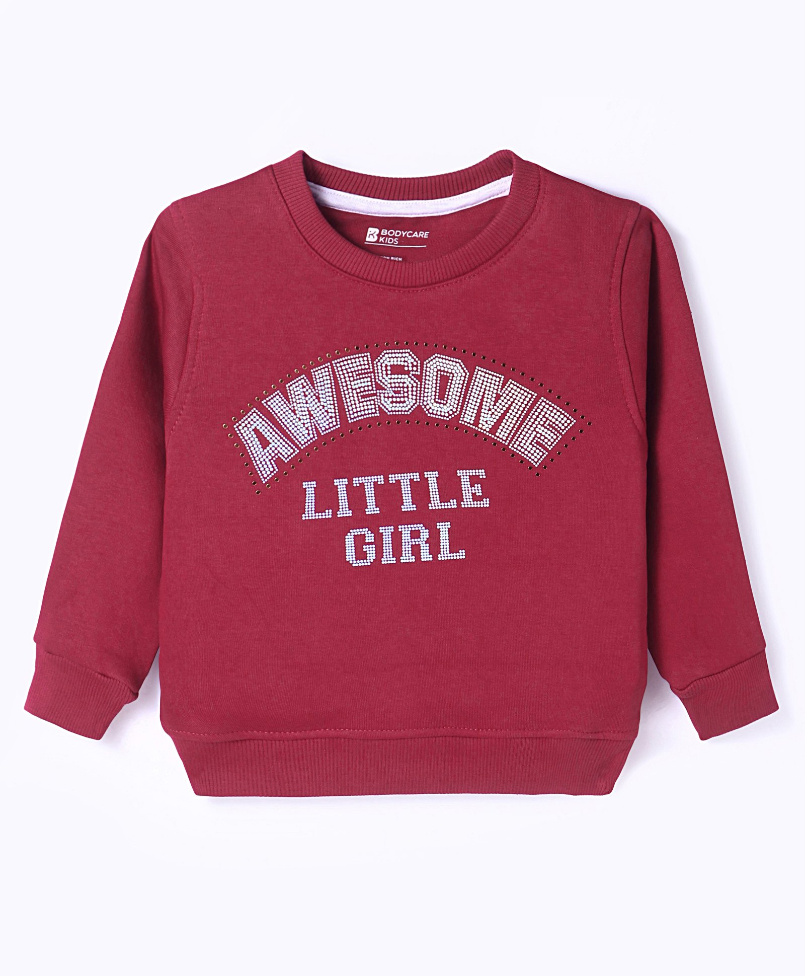 Bodycare Fleece Knit Full Sleeves Sweatshirt Text Print -Maroon-image-41