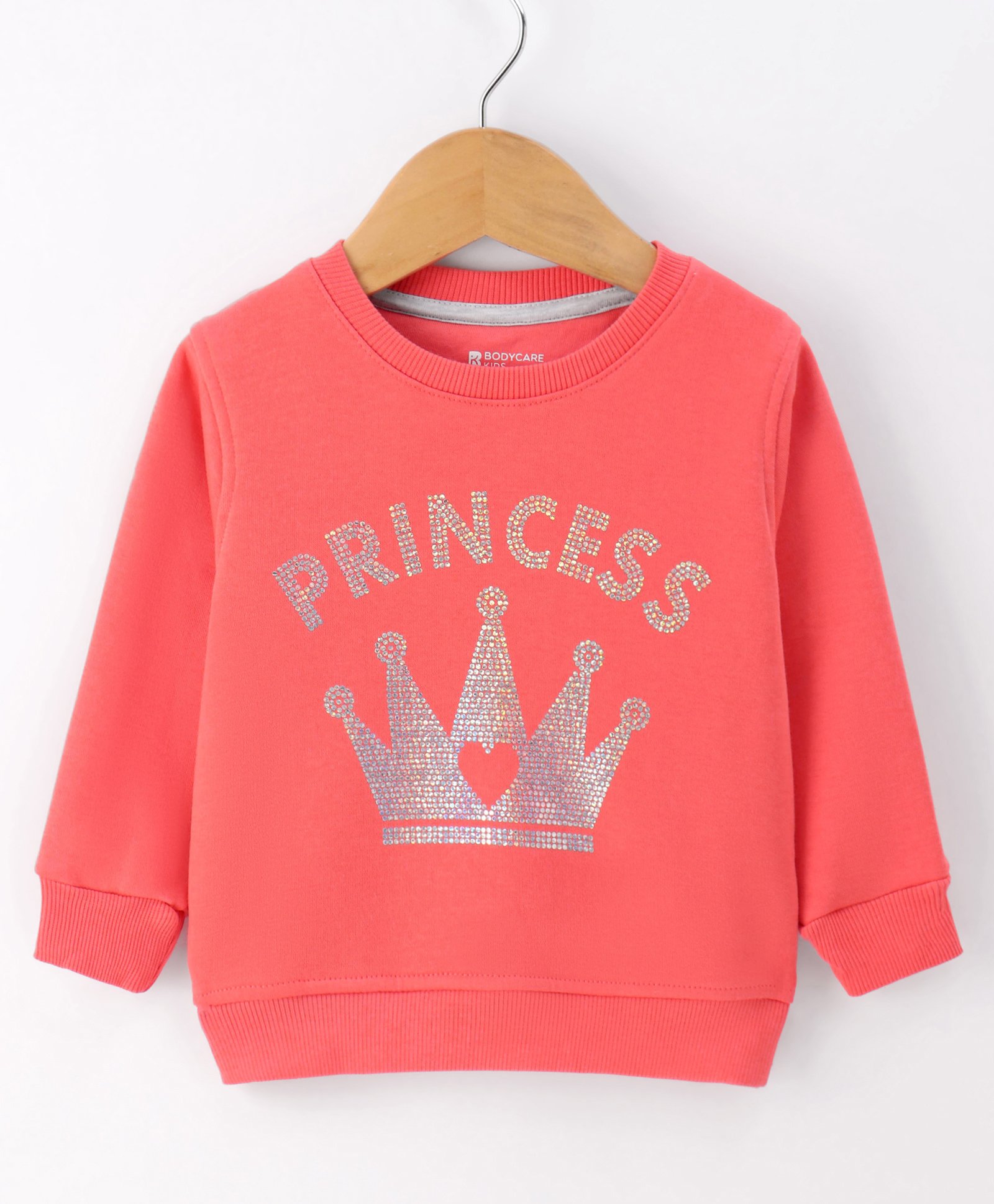 Bodycare Fleece Knit Full Sleeves Sweatshirt with Sequin Print - Coral-picture-10