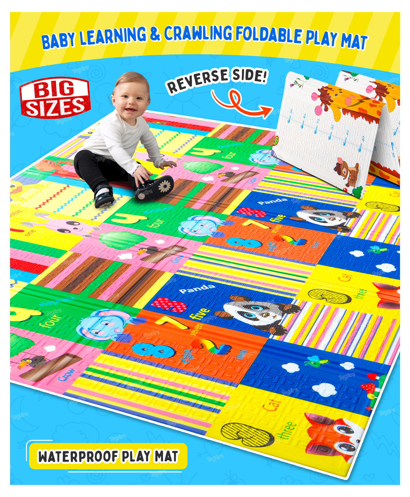 fiddlerz Toysire Baby Playing 123 Floor mat for Kids Anti Skid Non Slip Waterproof Indoor Outdoor Floor mat for Baby Foam Printed mat for Toddlers - Multi-picture-25