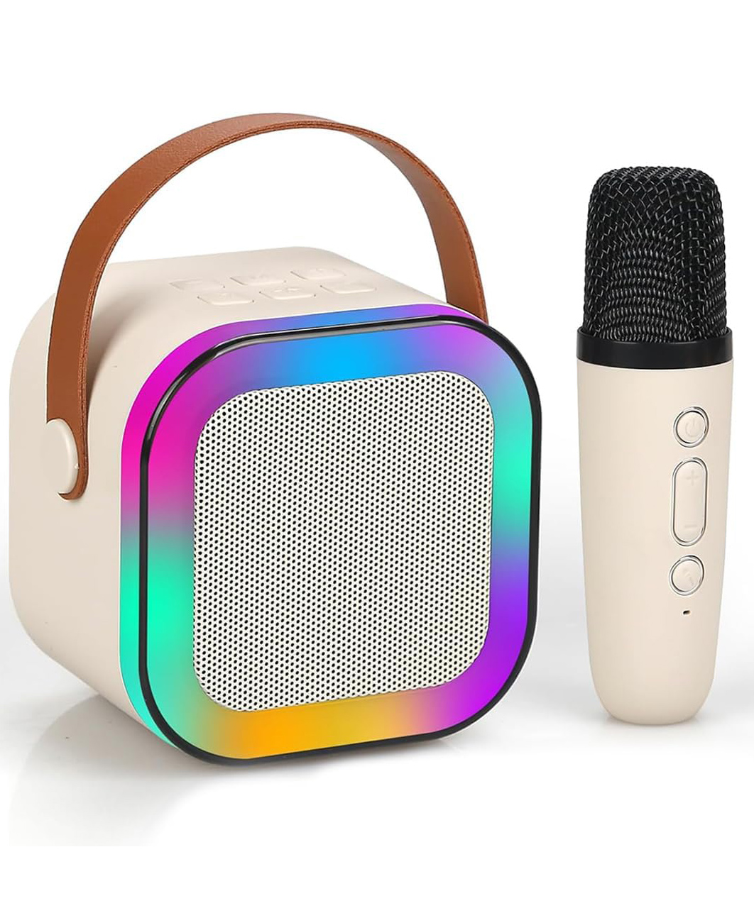 YAMAMA Karaoke Machine for Kids Adults Mini Portable Blue-Tooth Karaoke Speaker with Wireless Microphone and Dynamic Lights Birthday Gift Home KTV Outdoor Travel - Colors May Vary