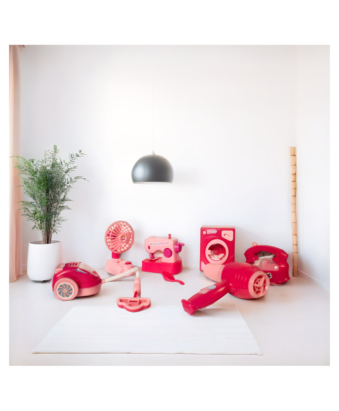 Ilearnngrow Family Suits Battery Operated Household appliances Play Set with Light & Sound | Washing Machine, Sewing Machine, Vacuum Cleaner, Fan, Hair Dryer & Iron  6 Pieces-picture-24